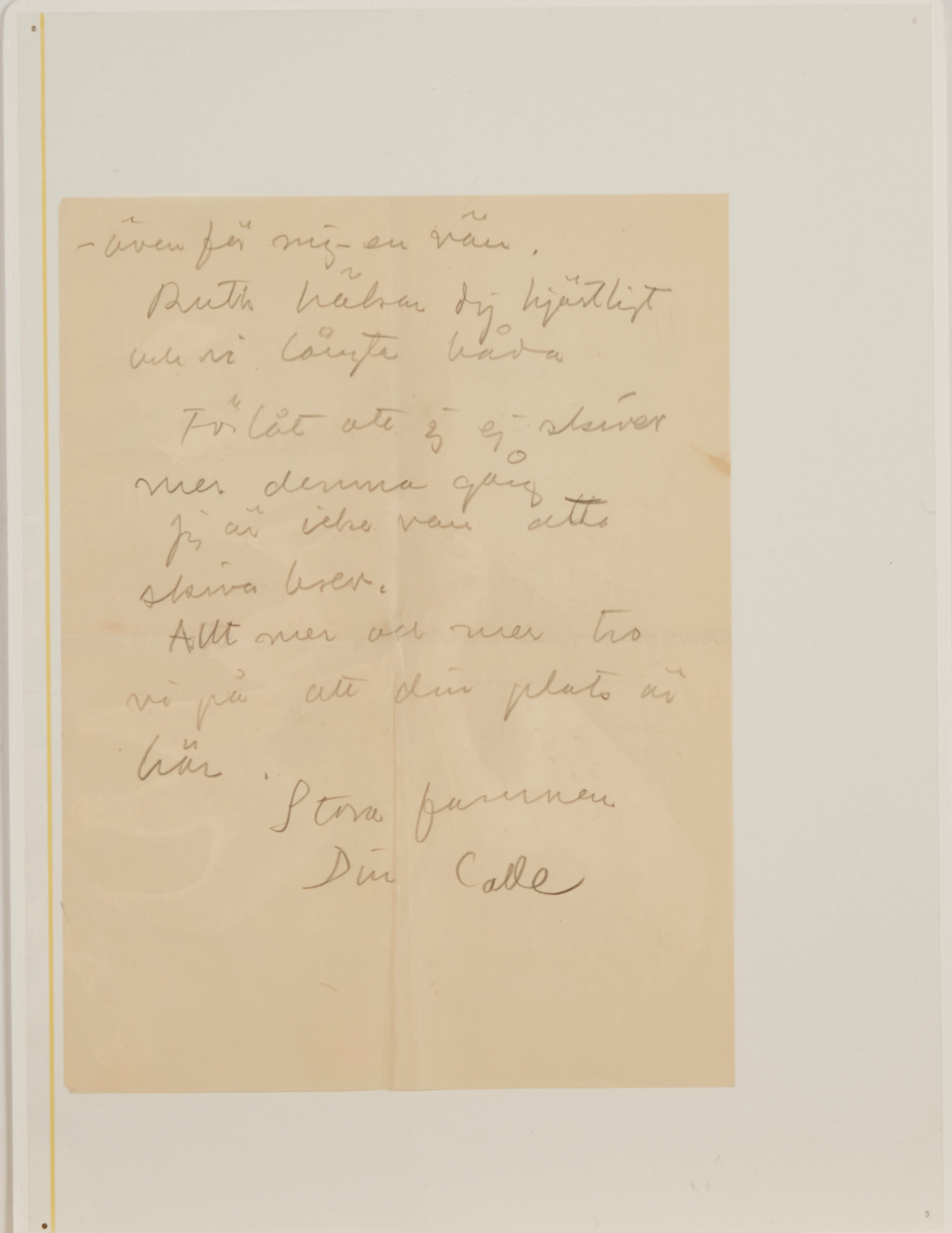 Carl Kylberg handskrivet brev