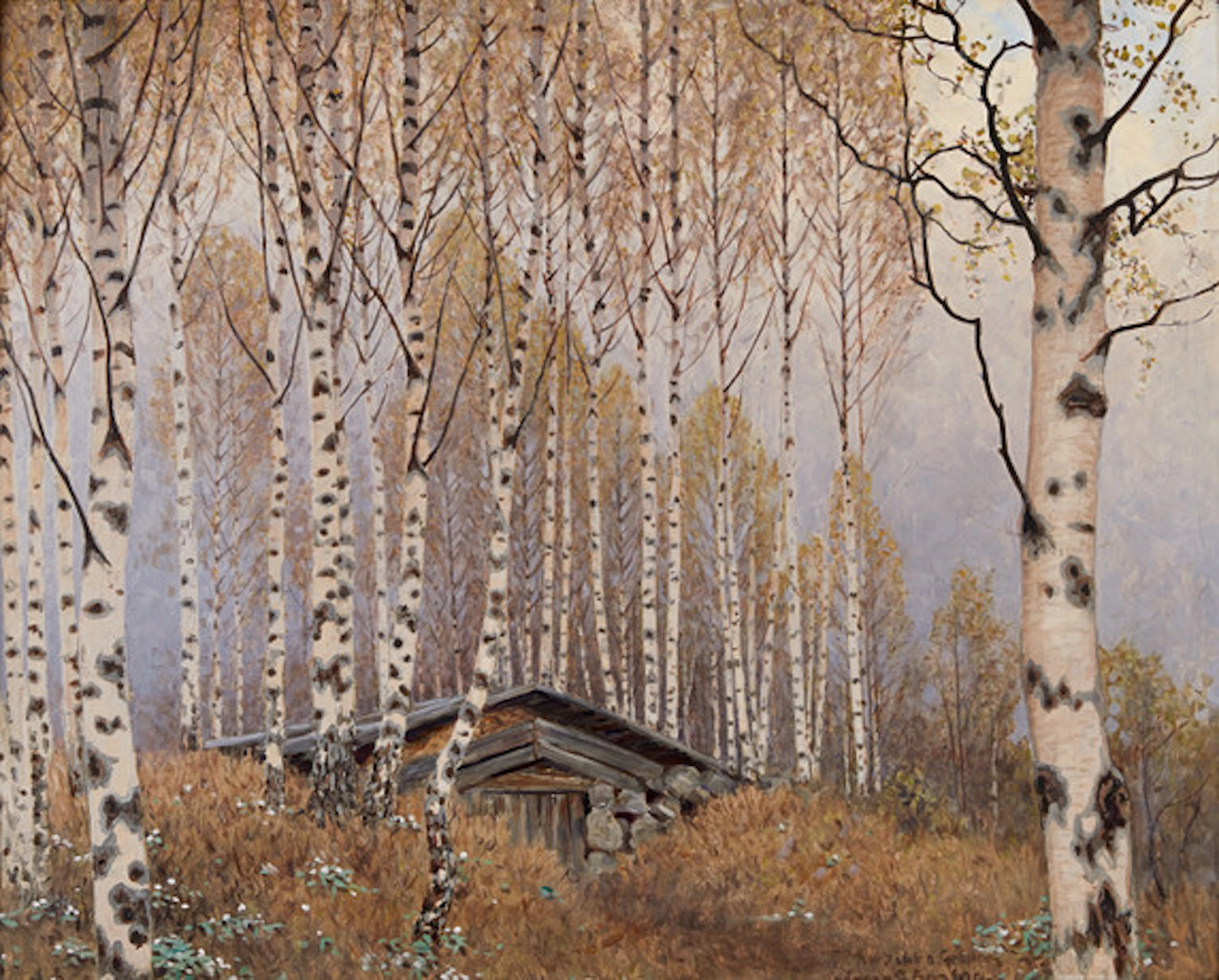 GUSTAF FJAESTAD 1868-1948. Vårbjörkar.
