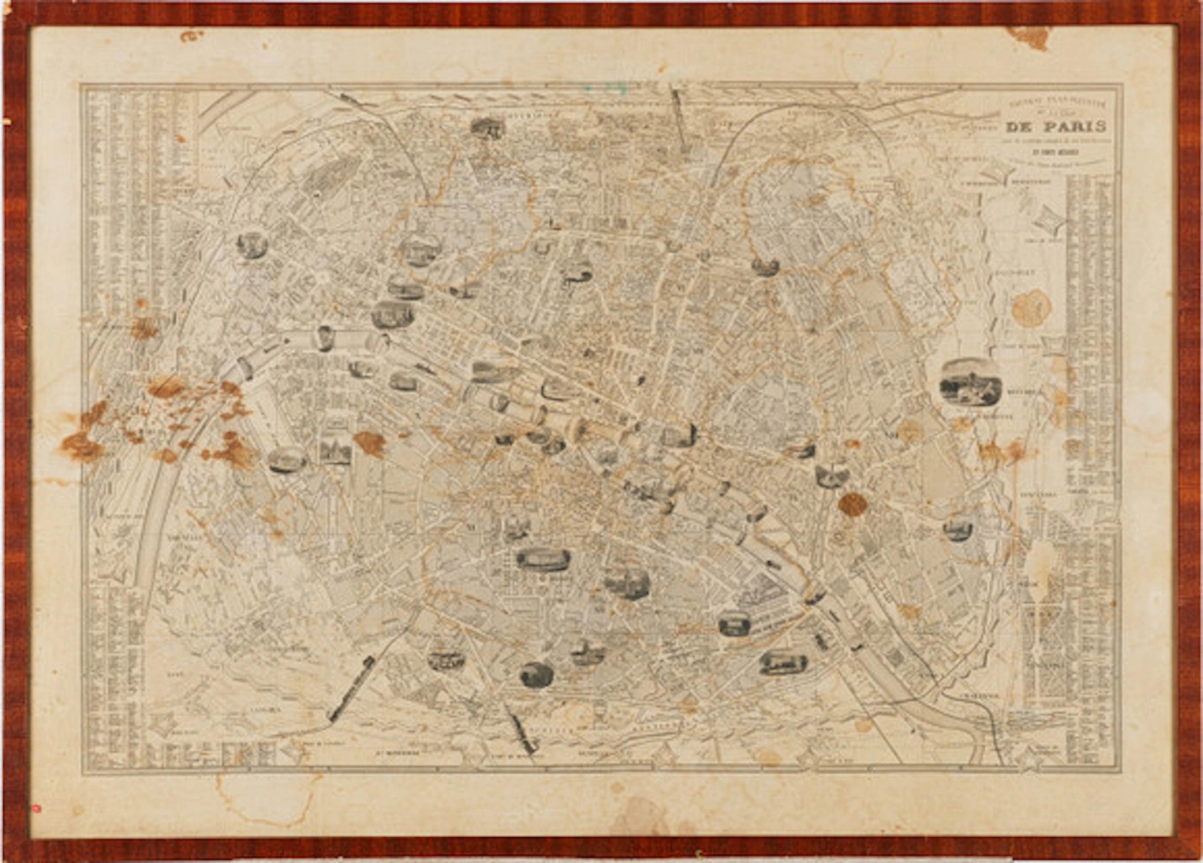 Karta över Paris 1855.