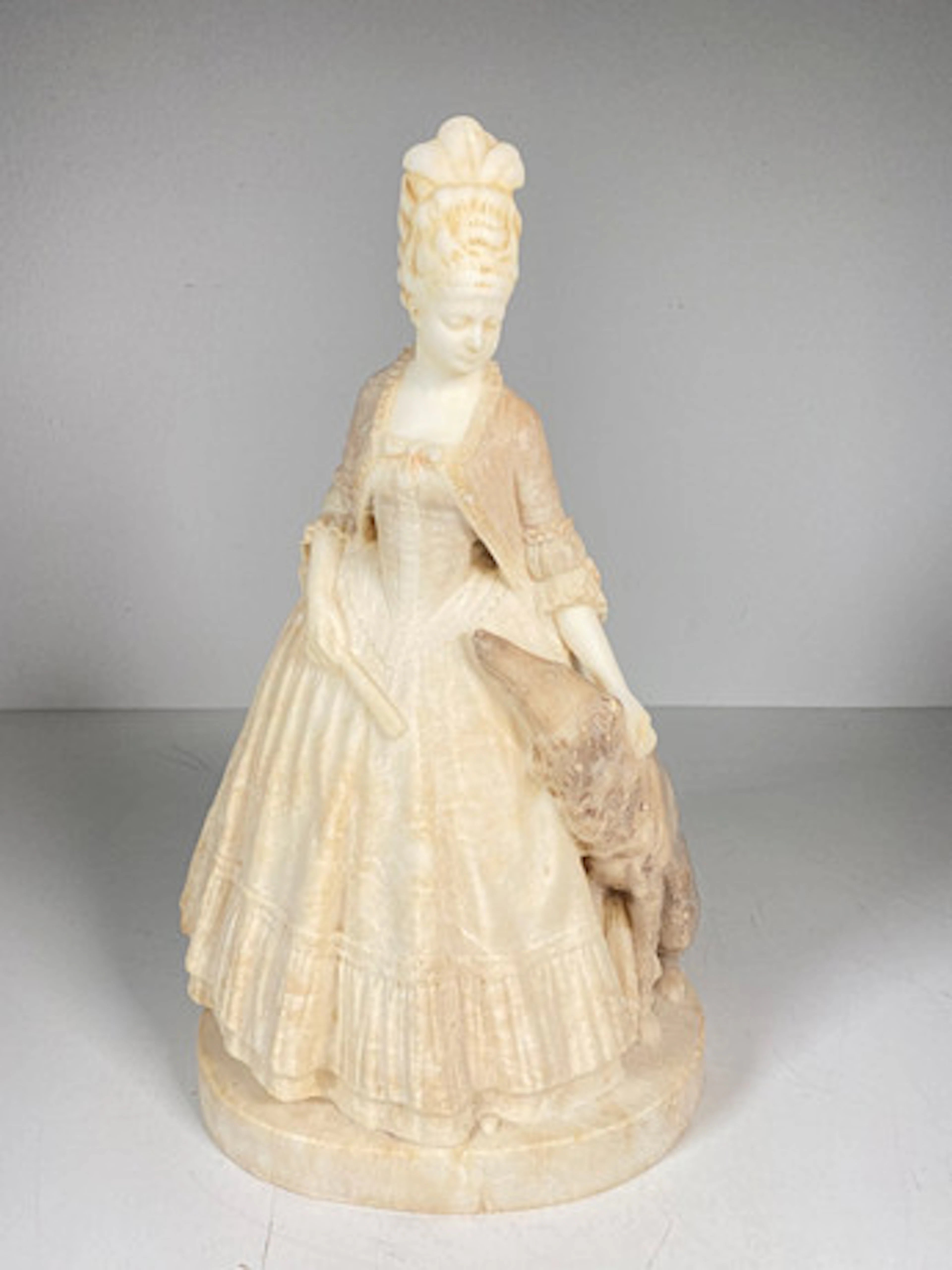 Massiv alabaster skulptur, rokoko elegant …