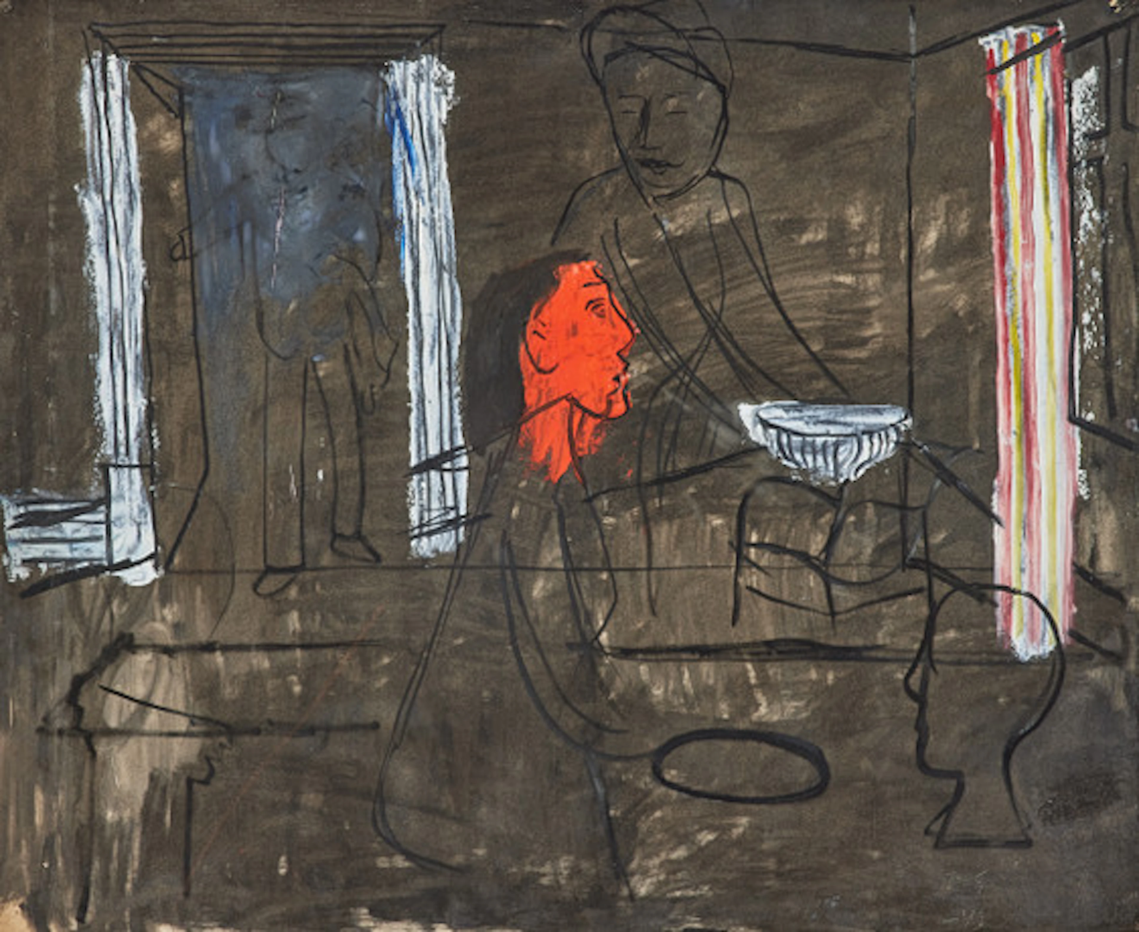 RAGNAR SANDBERG. Röd profil, gouache, 79 x…