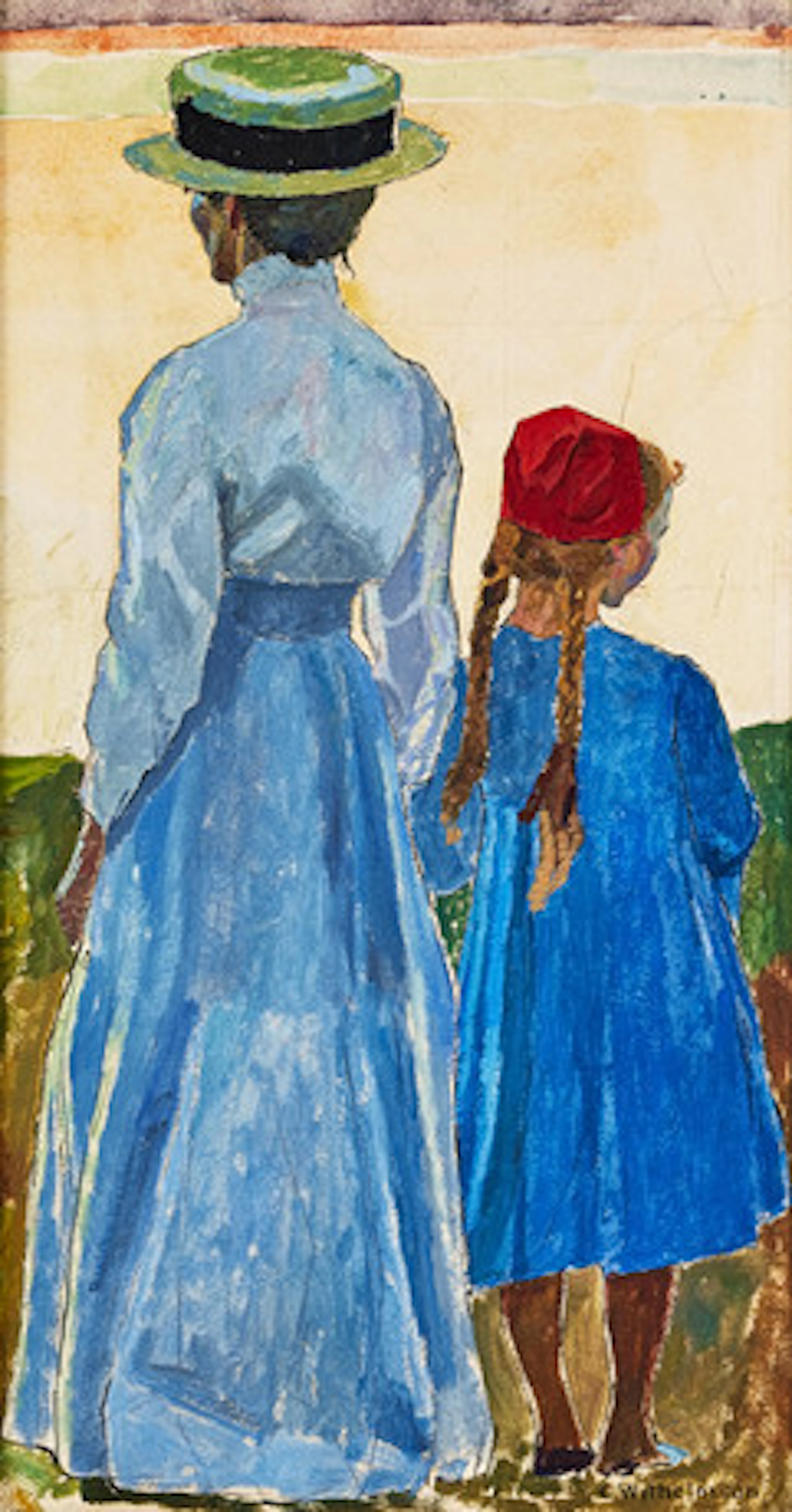 CARL WILHELMSON. Mor och dotter, akvarell …