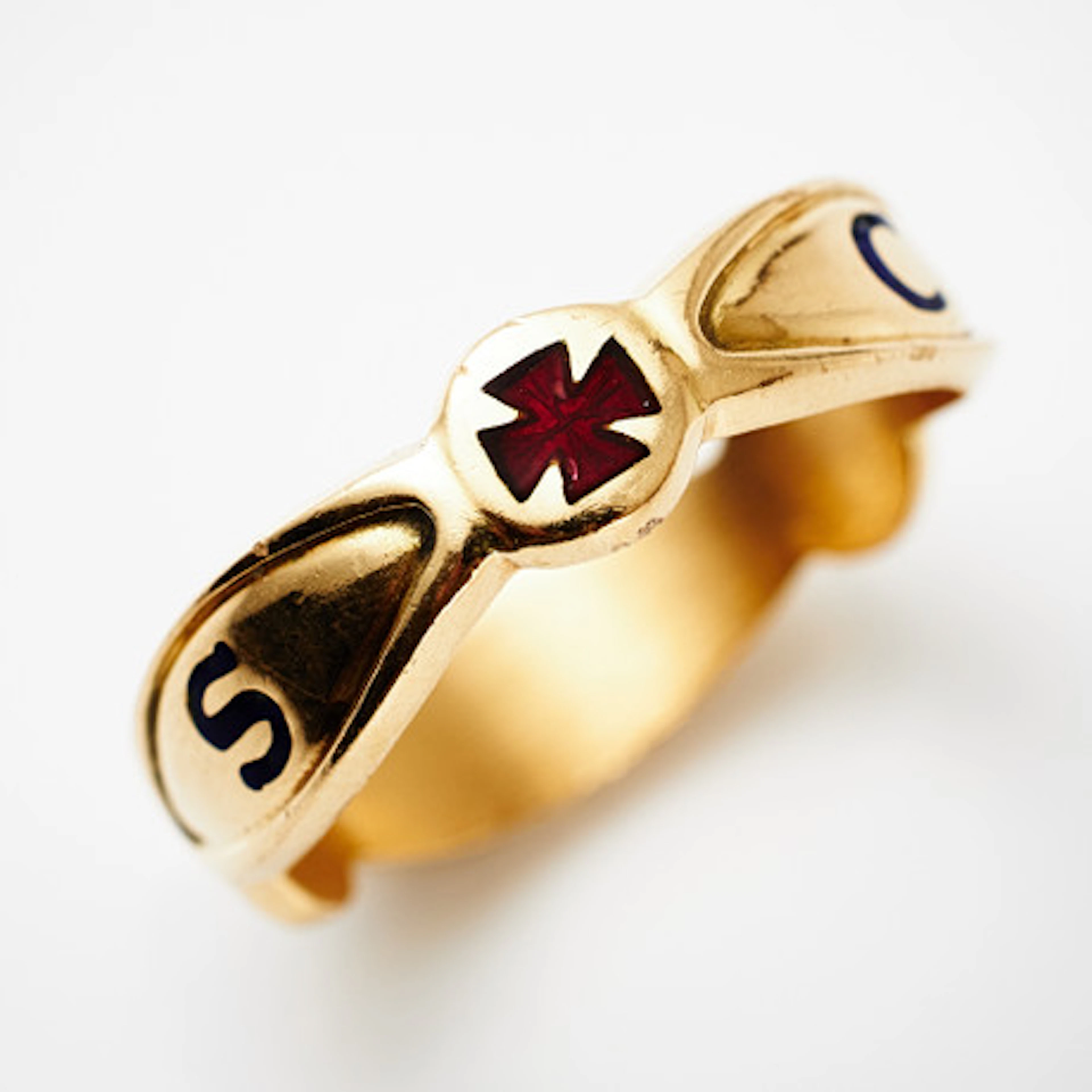 FRIMURARRING, 14 k guld, emaljdekor.