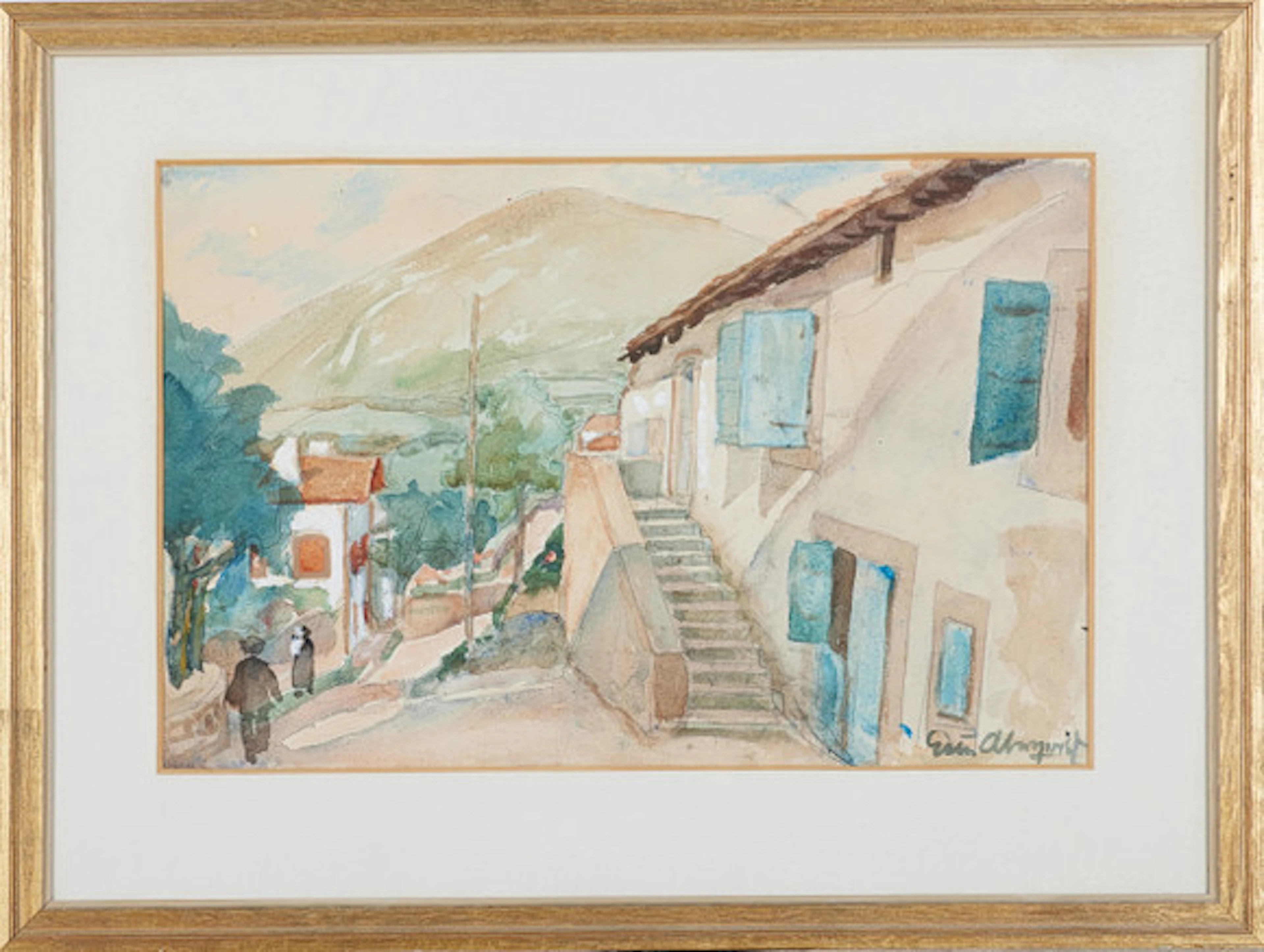 ESTER ALMQVIST (1869-1934). Sydländsk by, …