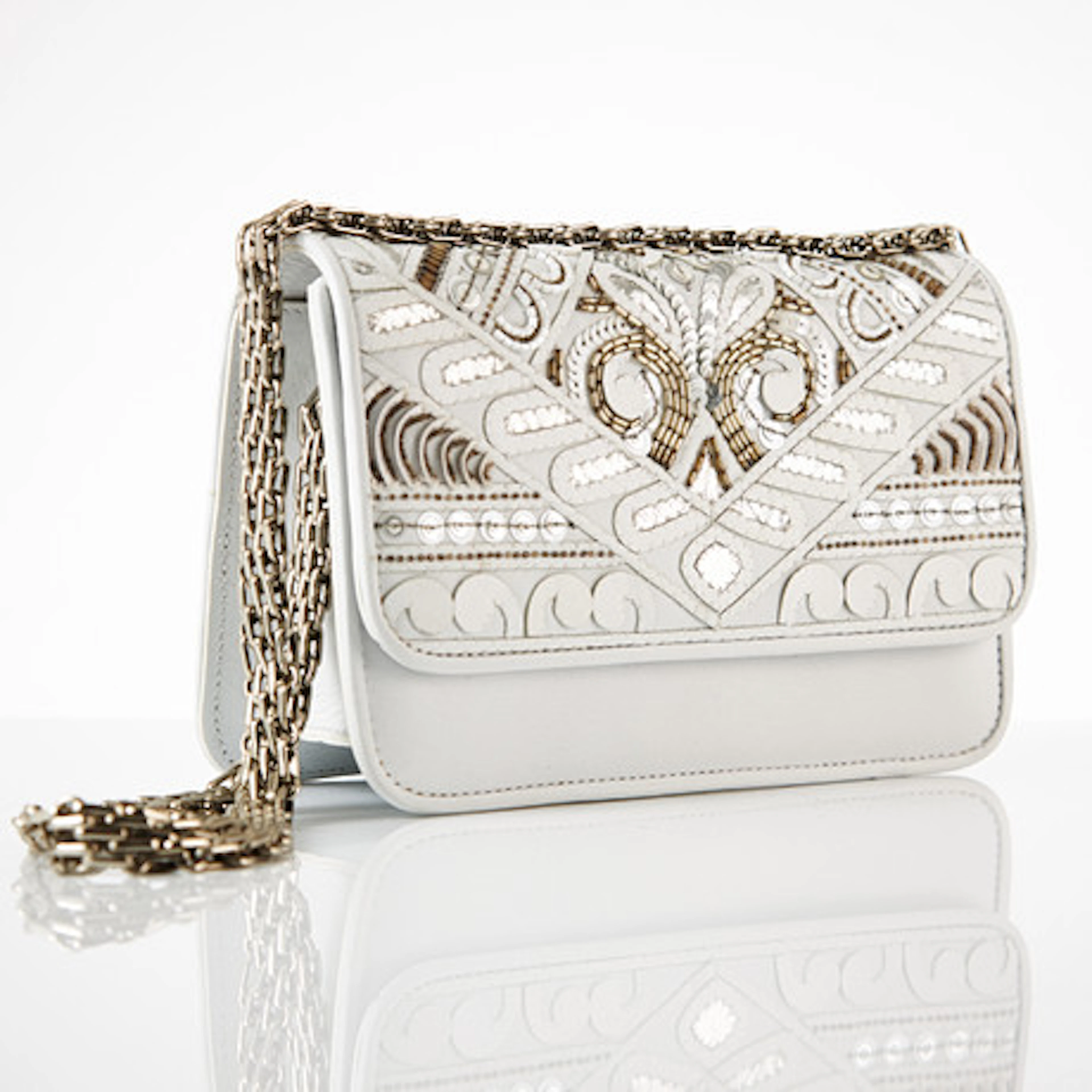 ROBERTO CAVALLI, handväska, vitt skinn.