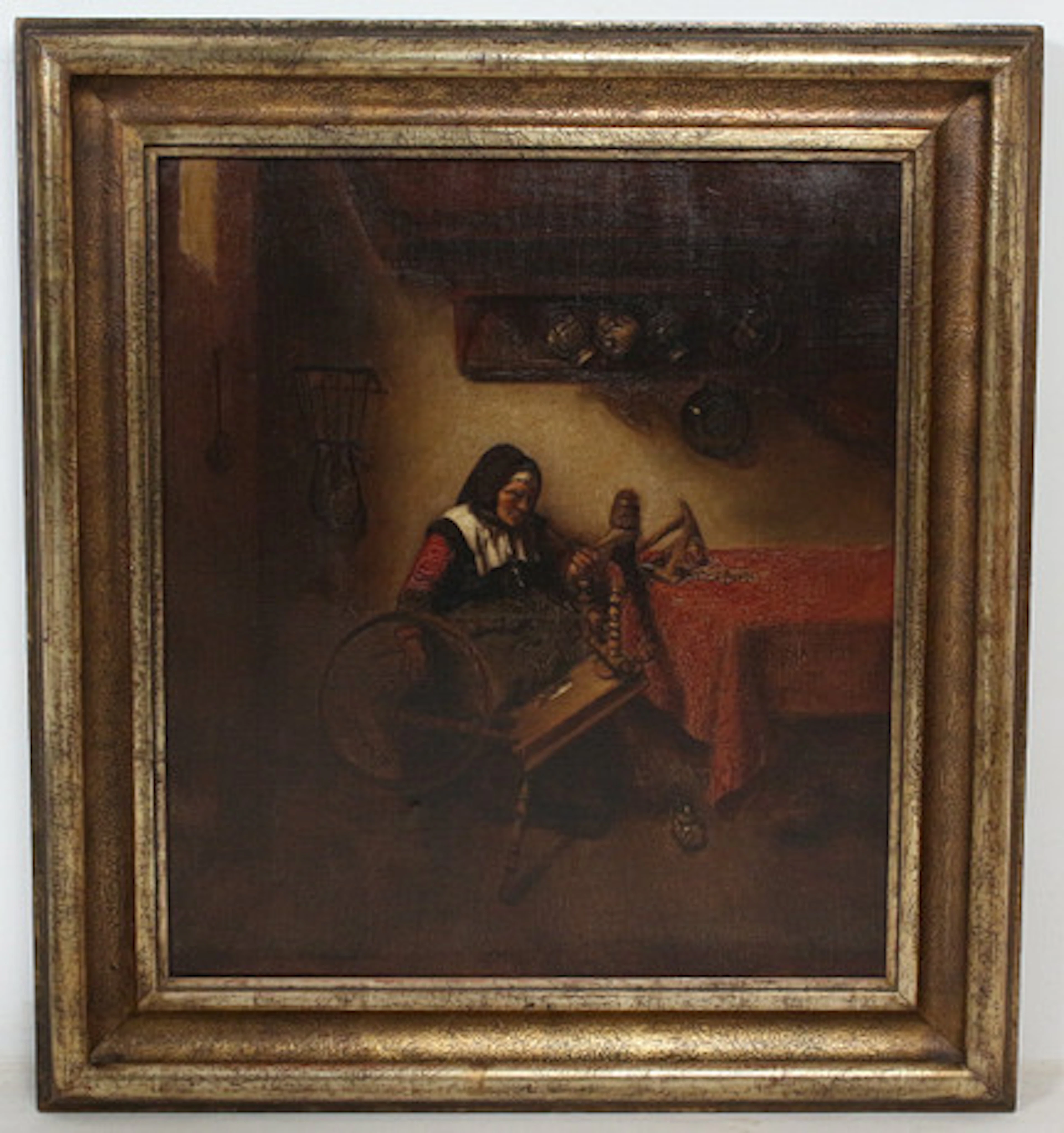 NICOLAES MAES. Efter. 'Spinner', olja på d…