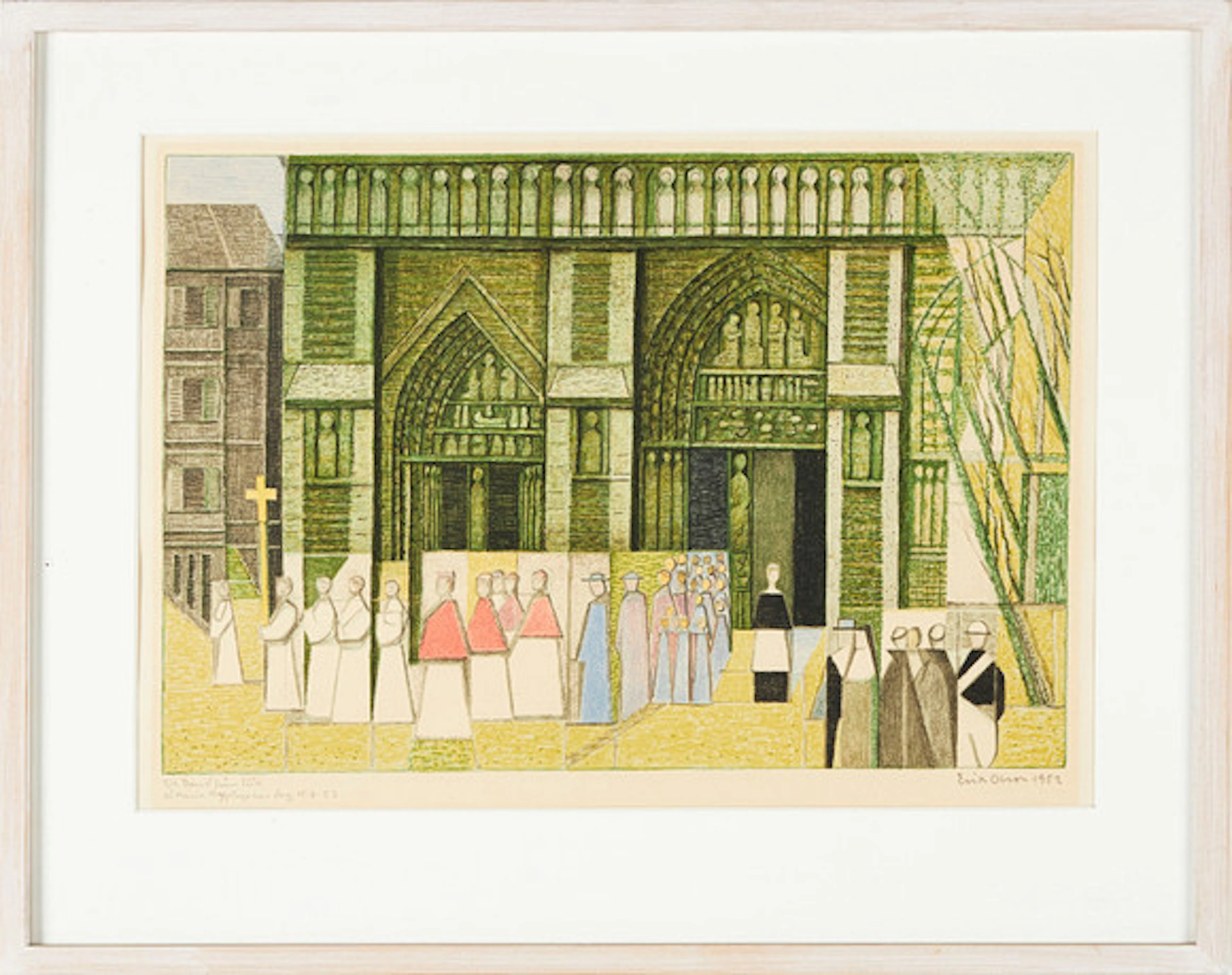 ERIK OLSON (1901-1986). Procession vid kyr…