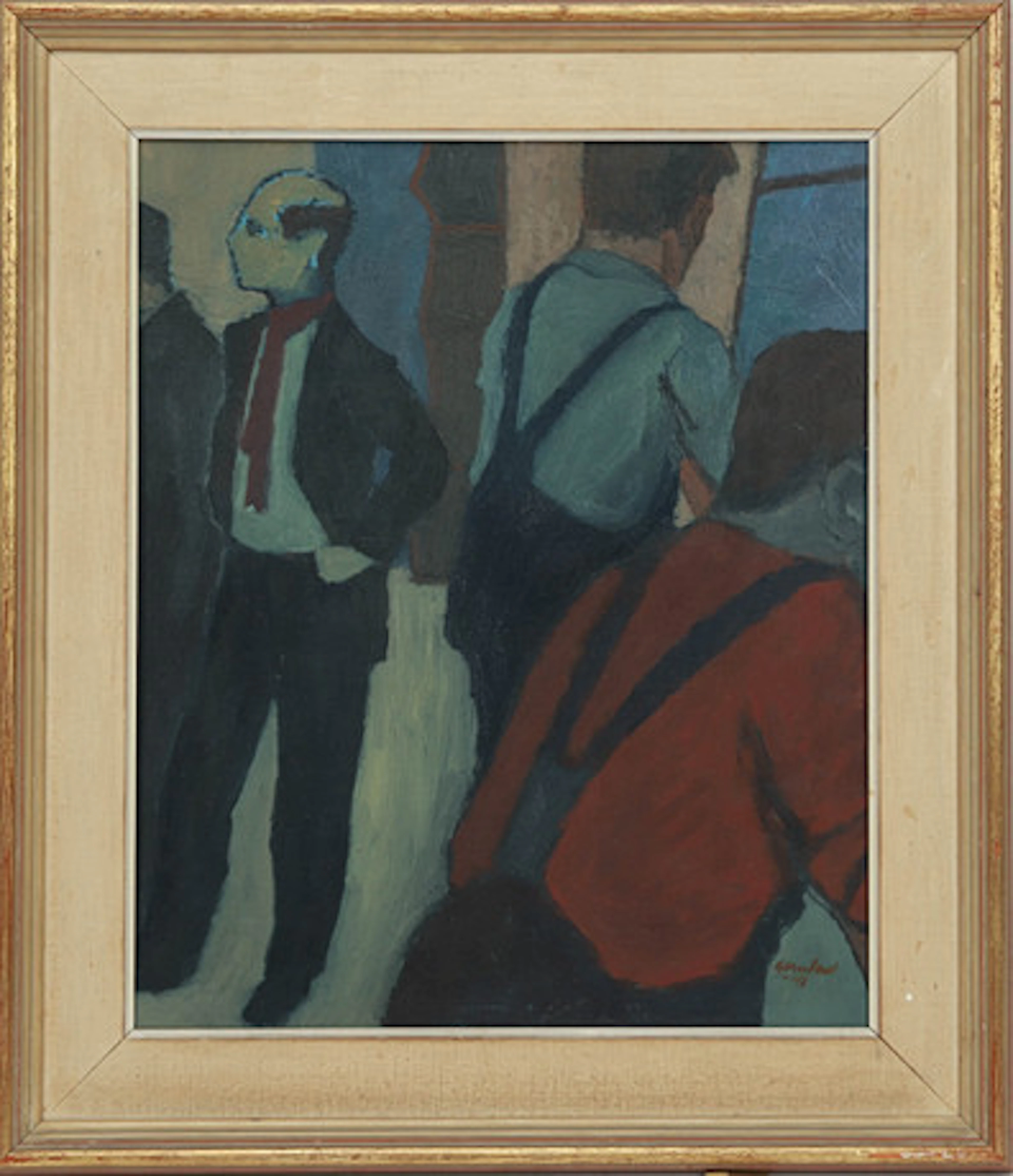 HARALD GARMLAND. Scengubbar, olja på pannå…