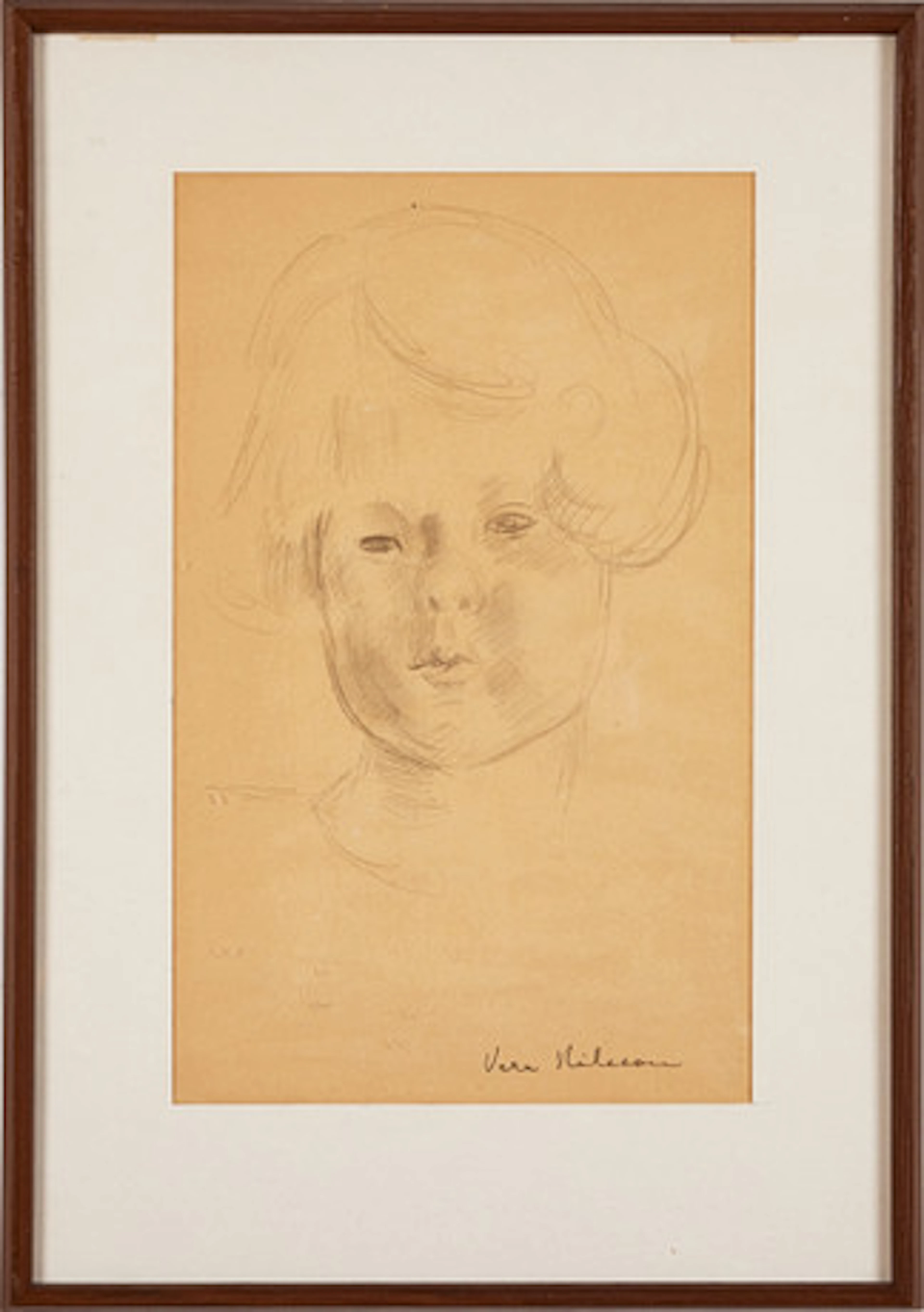 VERA NILSSON. Flickansikte, blyerts, 33 x …
