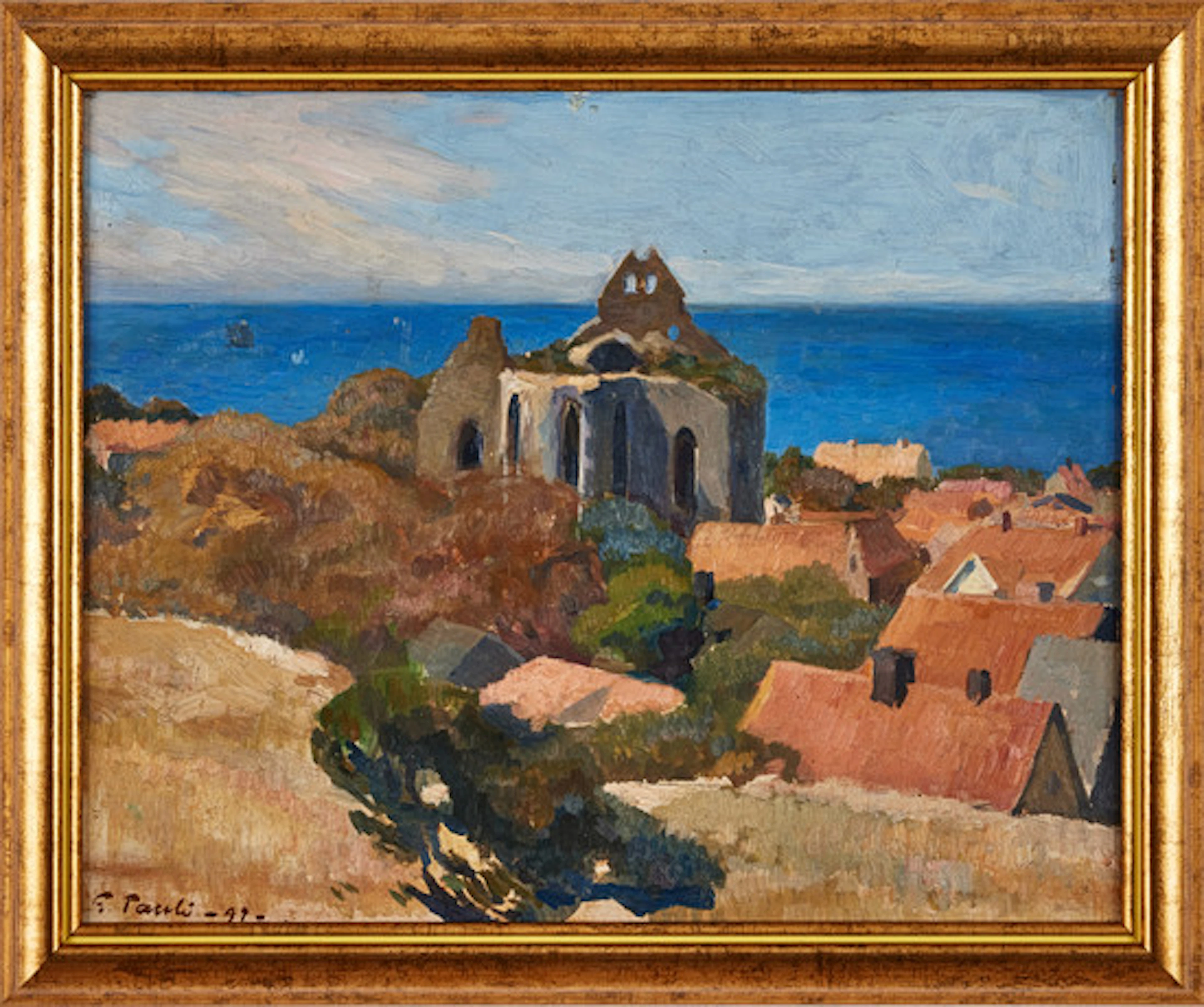 GEORG PAULI. Motiv från Visby, olja på pan…