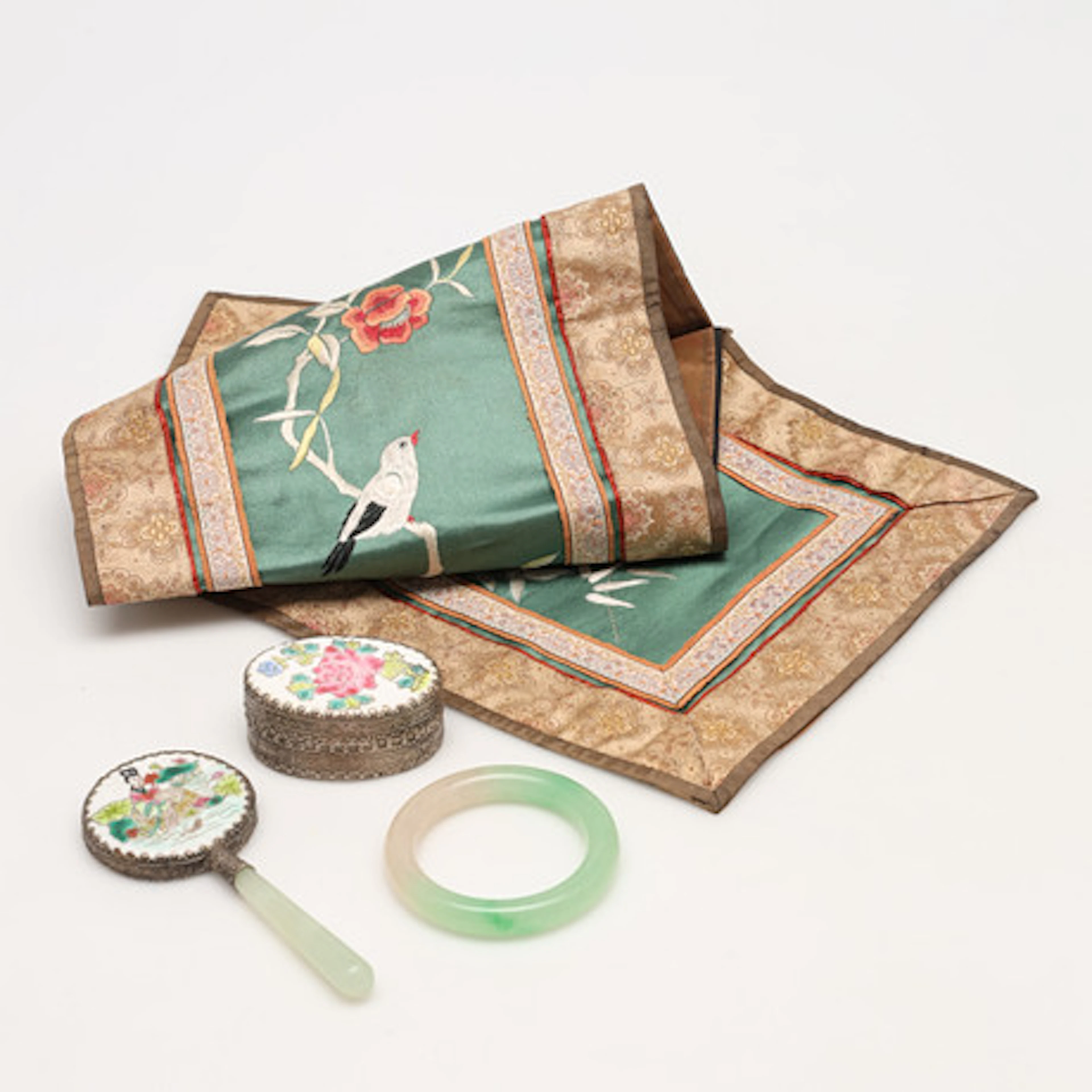 SAMLING ORIENTALISKT, dosa, spegel, duk sa…