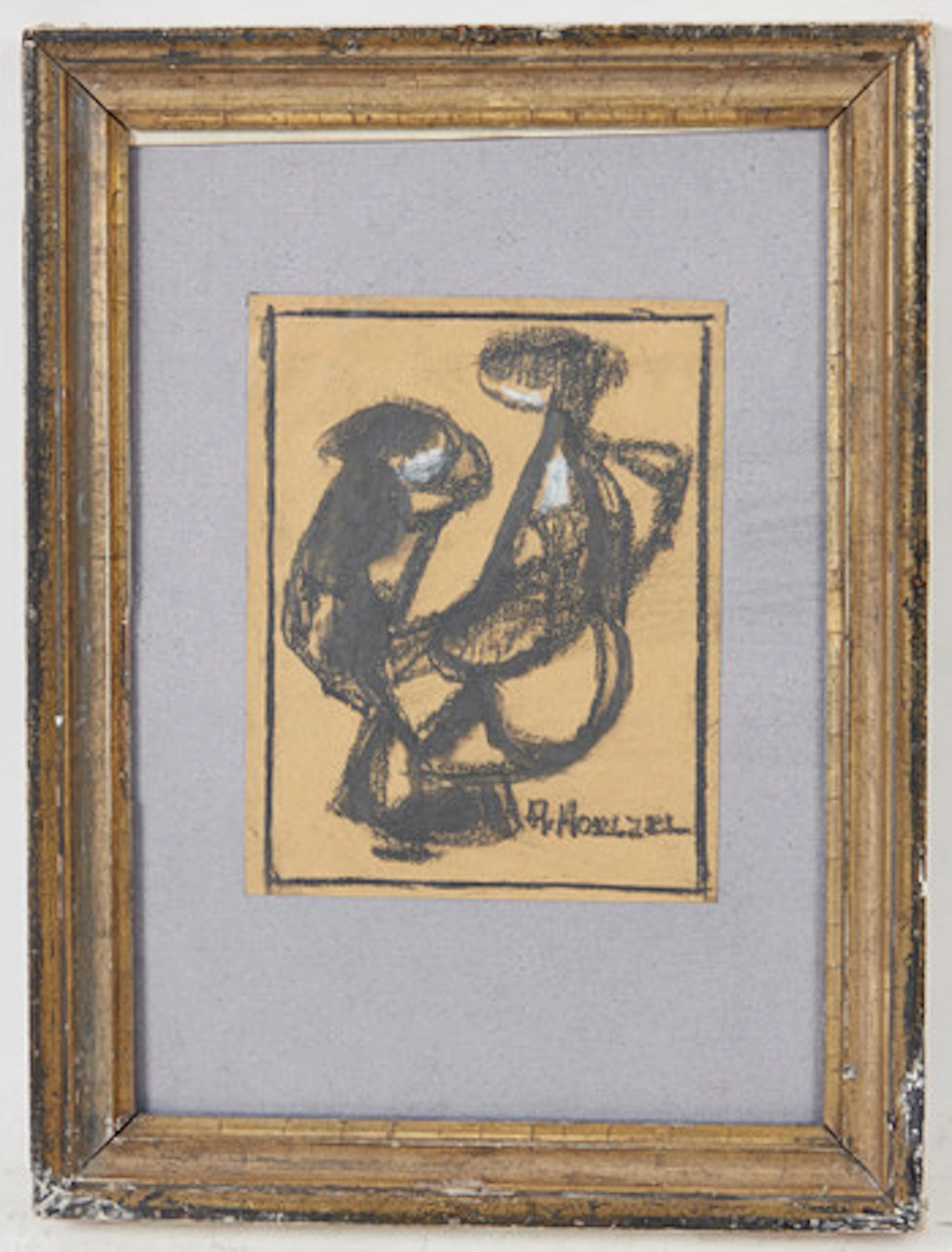 ADOLF RICHARD HÖLZEL. ritning, 'Två figure…