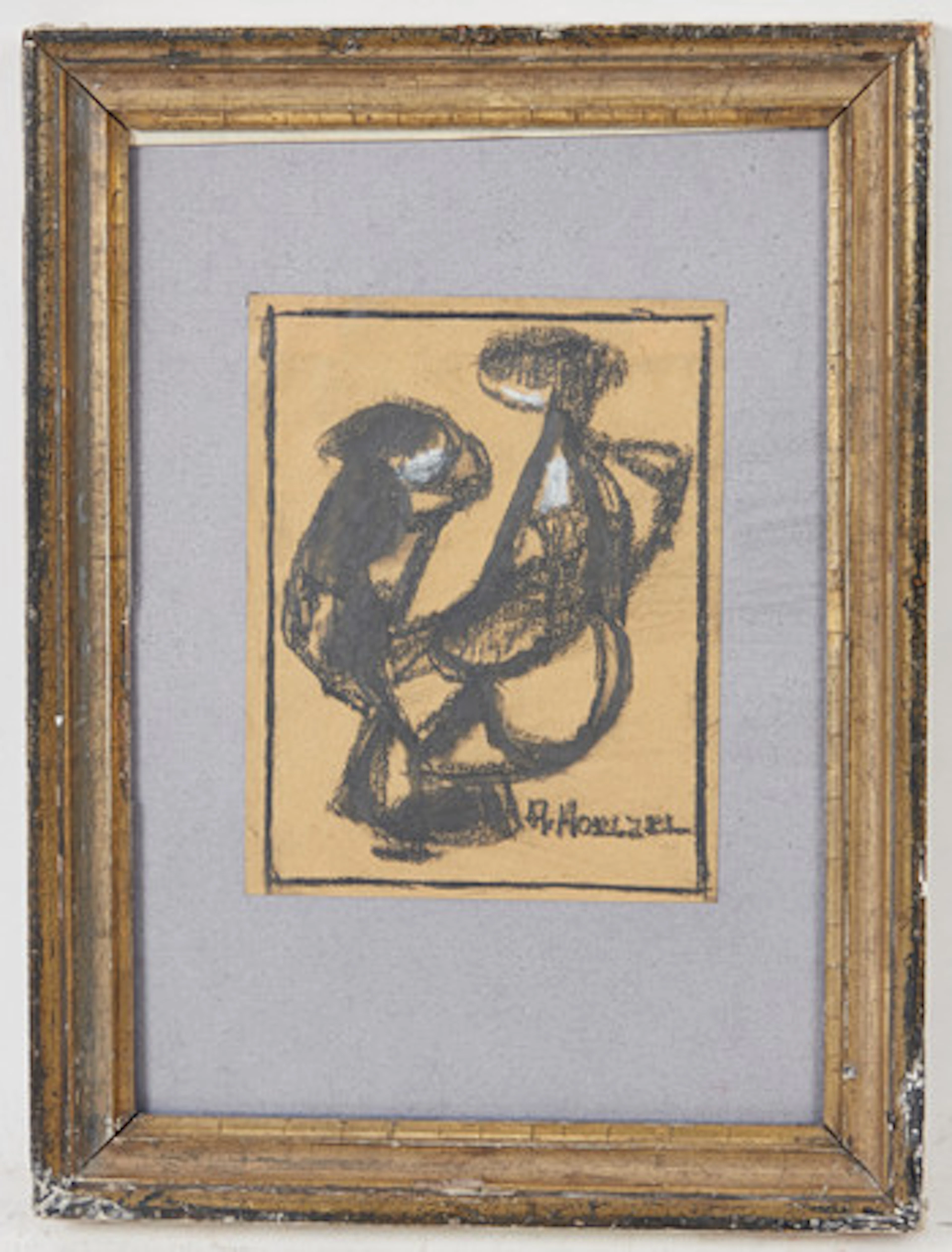 ADOLF RICHARD HÖLZEL. ritning, 'Två figure…