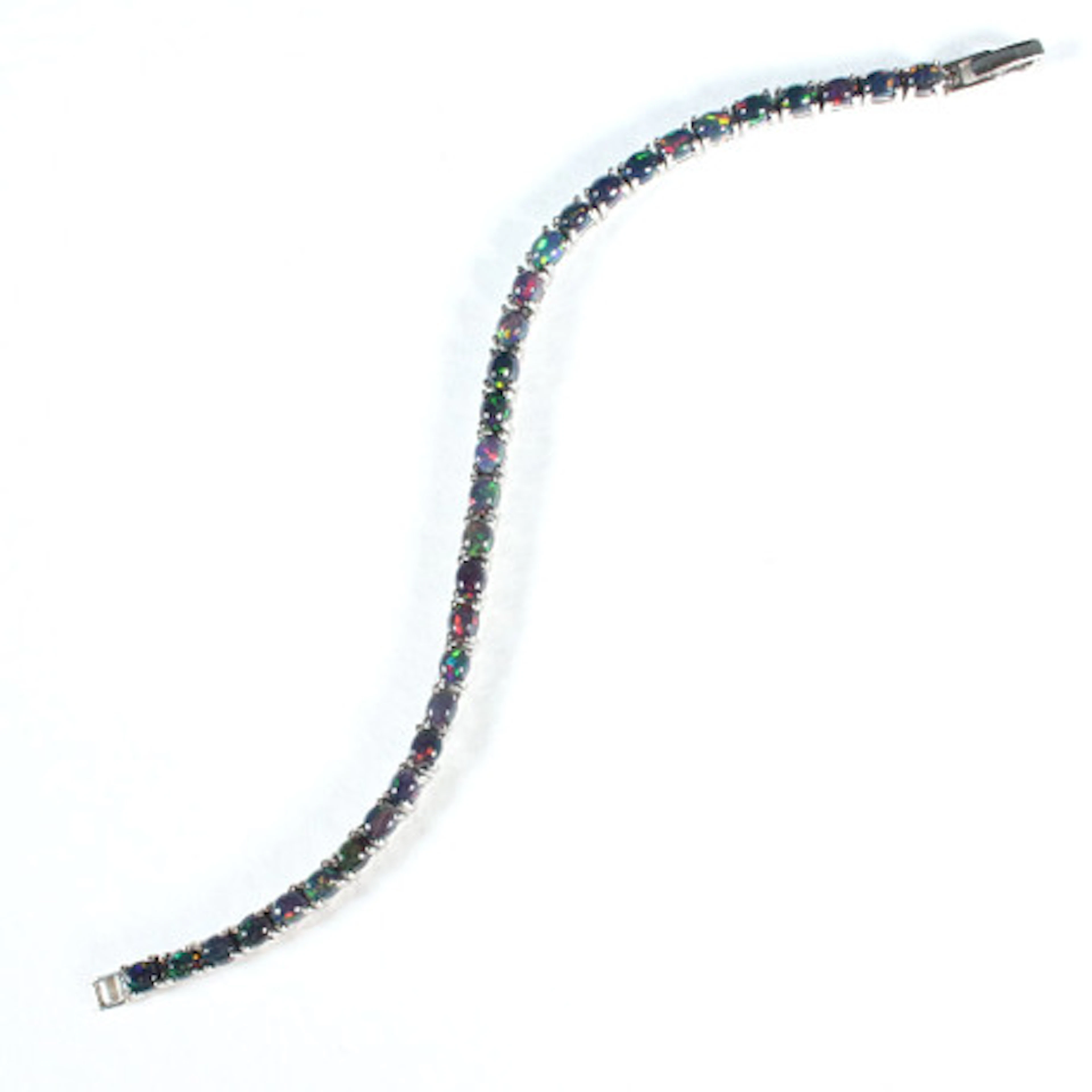 Svart Opal 925 Silver Armband.