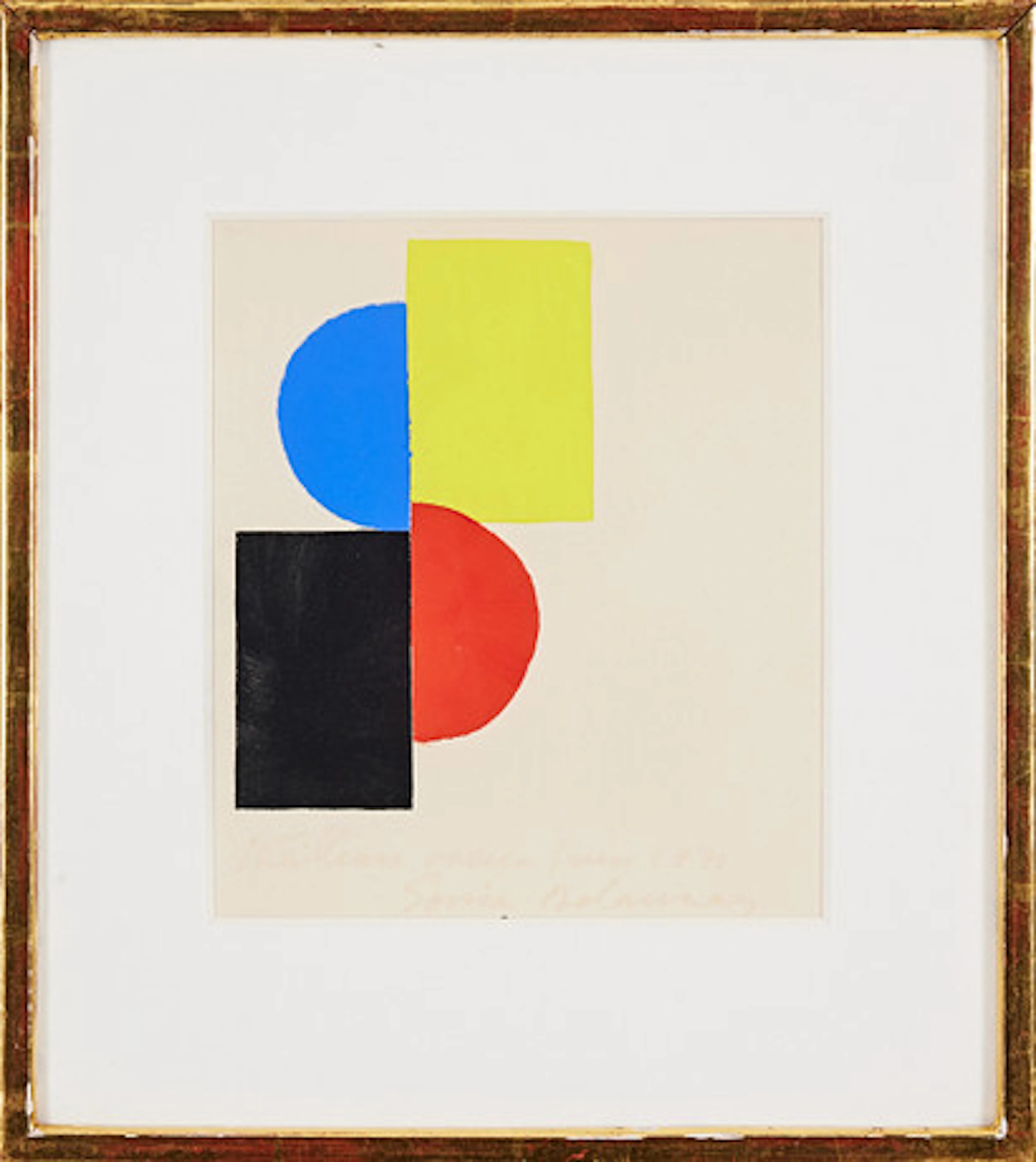 SONIA DELAUNAY. Utan titel, pochoir, 1971.…