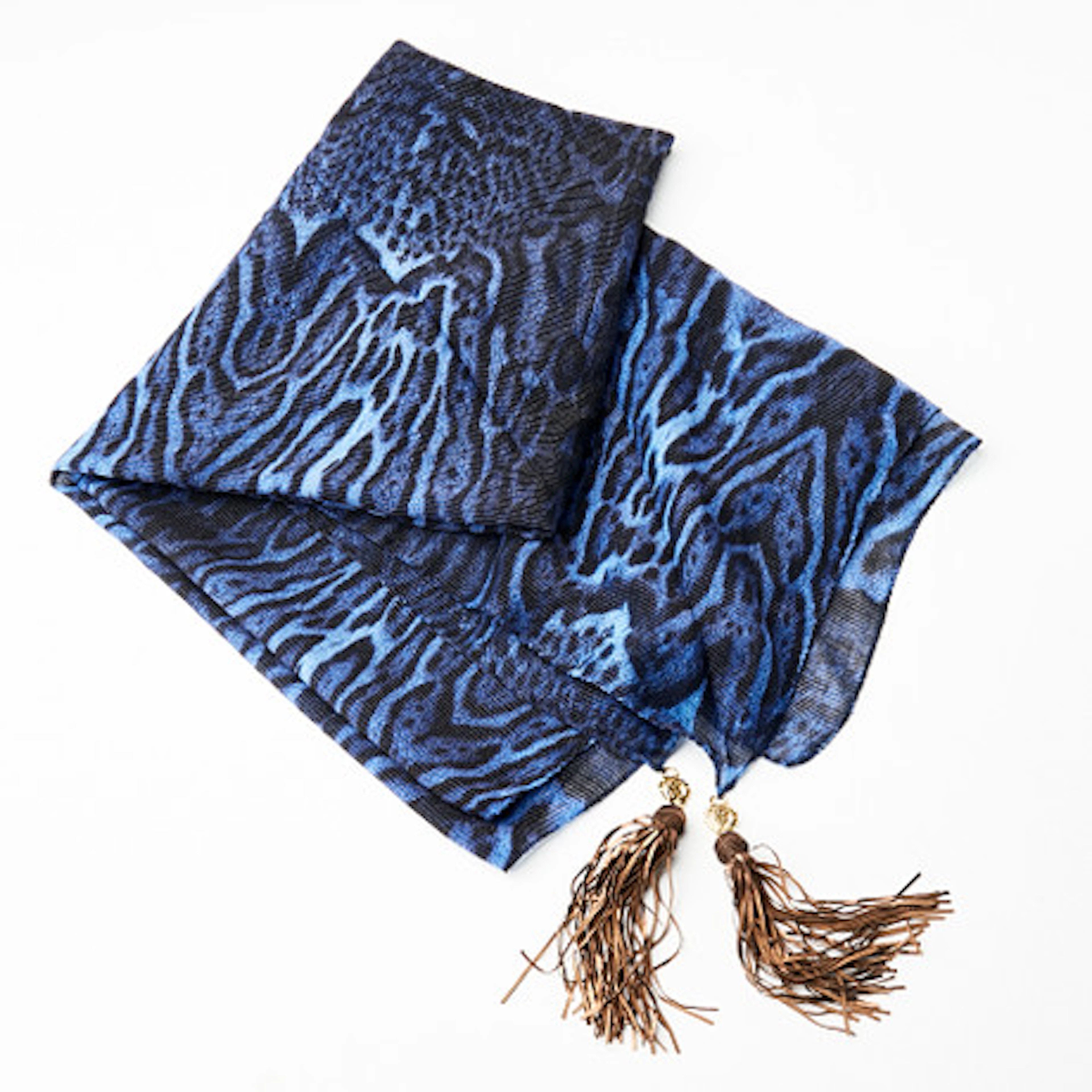 ROBERTO CAVALLI, sjal, mörkblå leopardmöns…