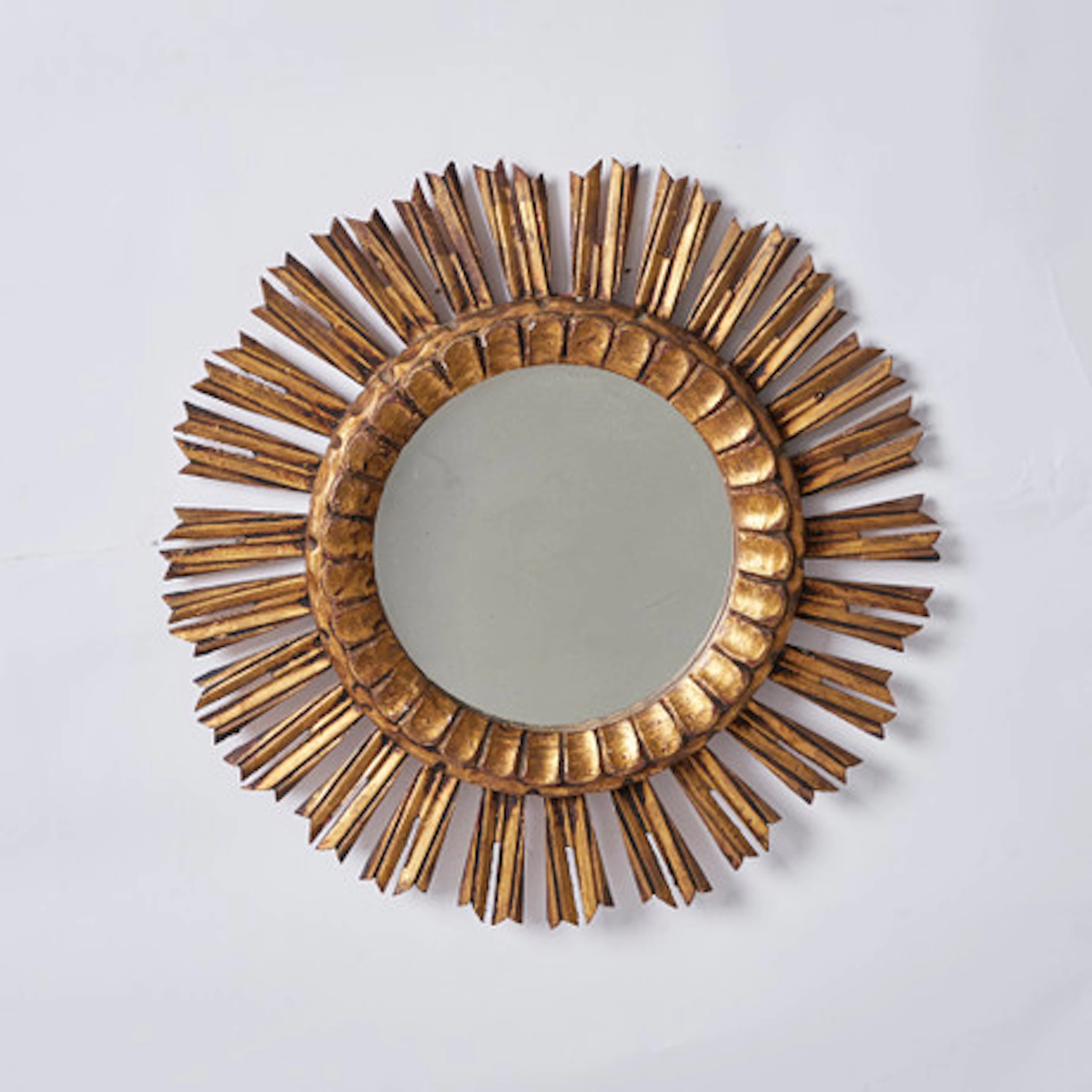 Solspegel/väggspegel, trä, glas, 1950-tal,…