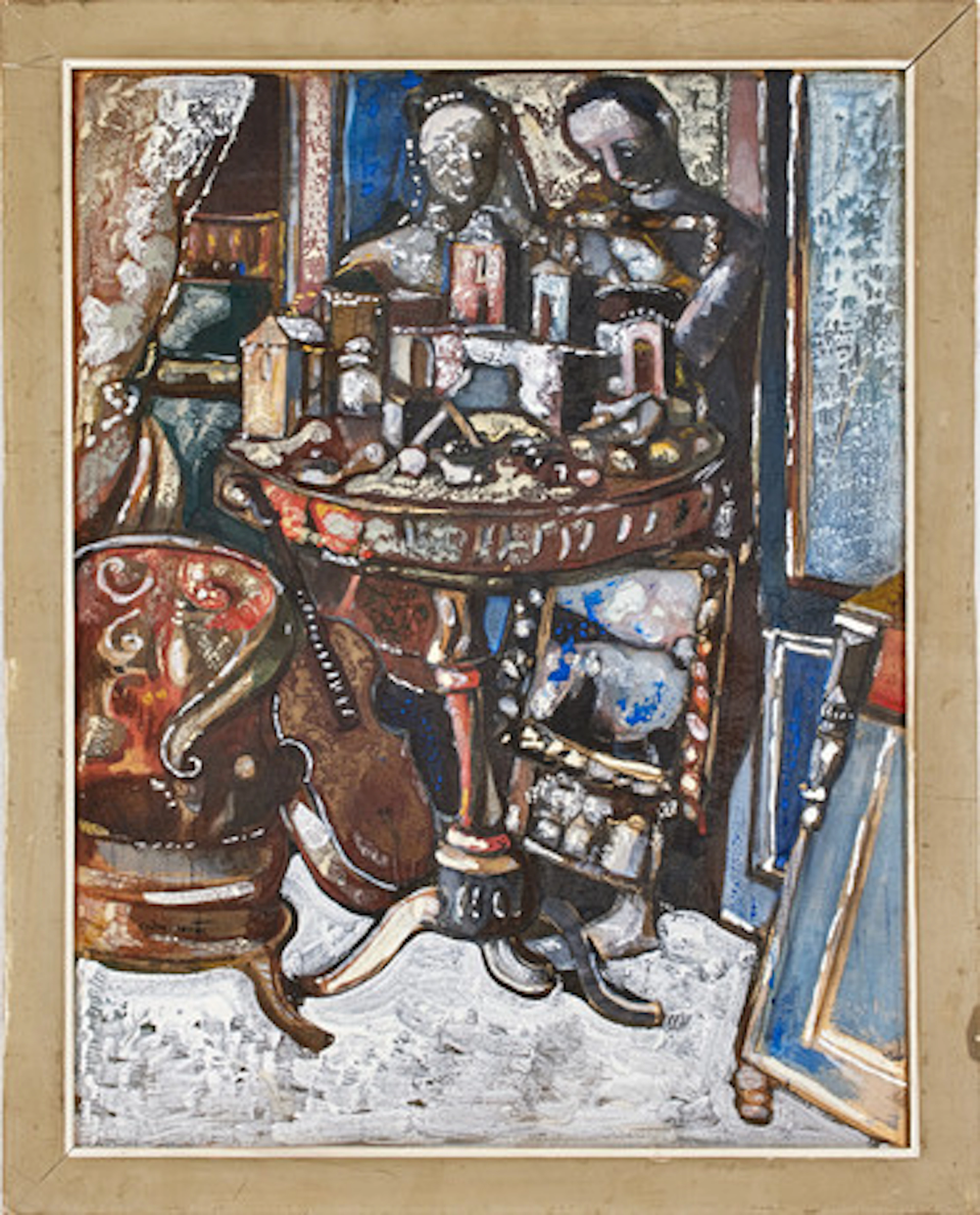 ENDRE NEMES. Interiör, gouache och tempera…