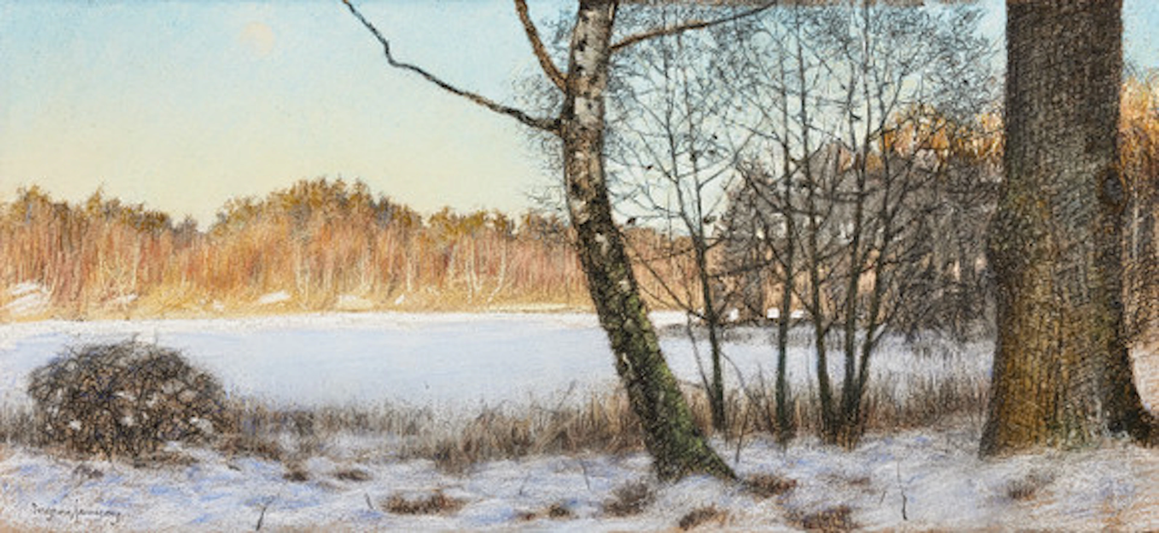 EUGENE JANSSON. Vintermotiv, pastell på pa…
