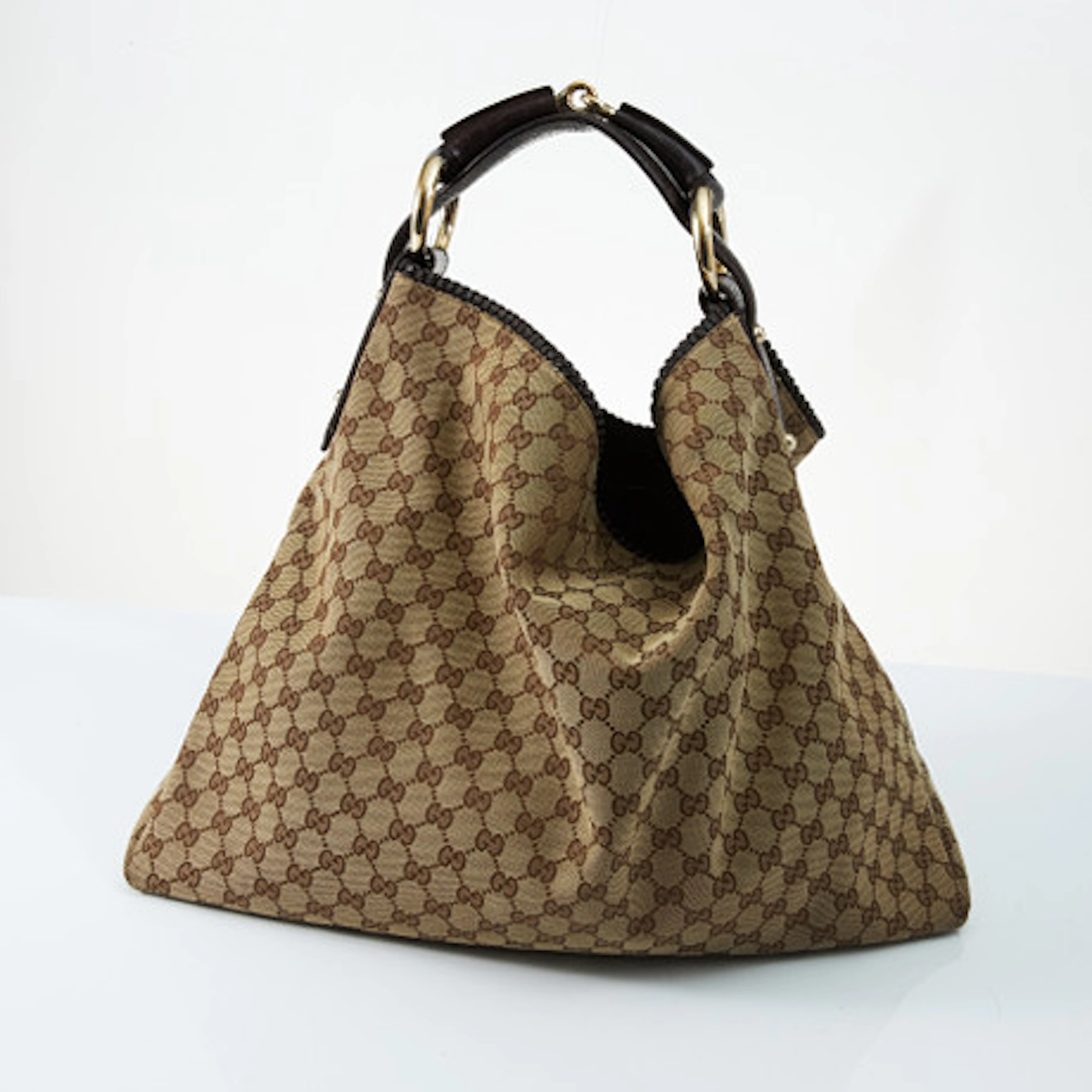 GUCCI, "Horsebit hobo bag GG canvas large"…