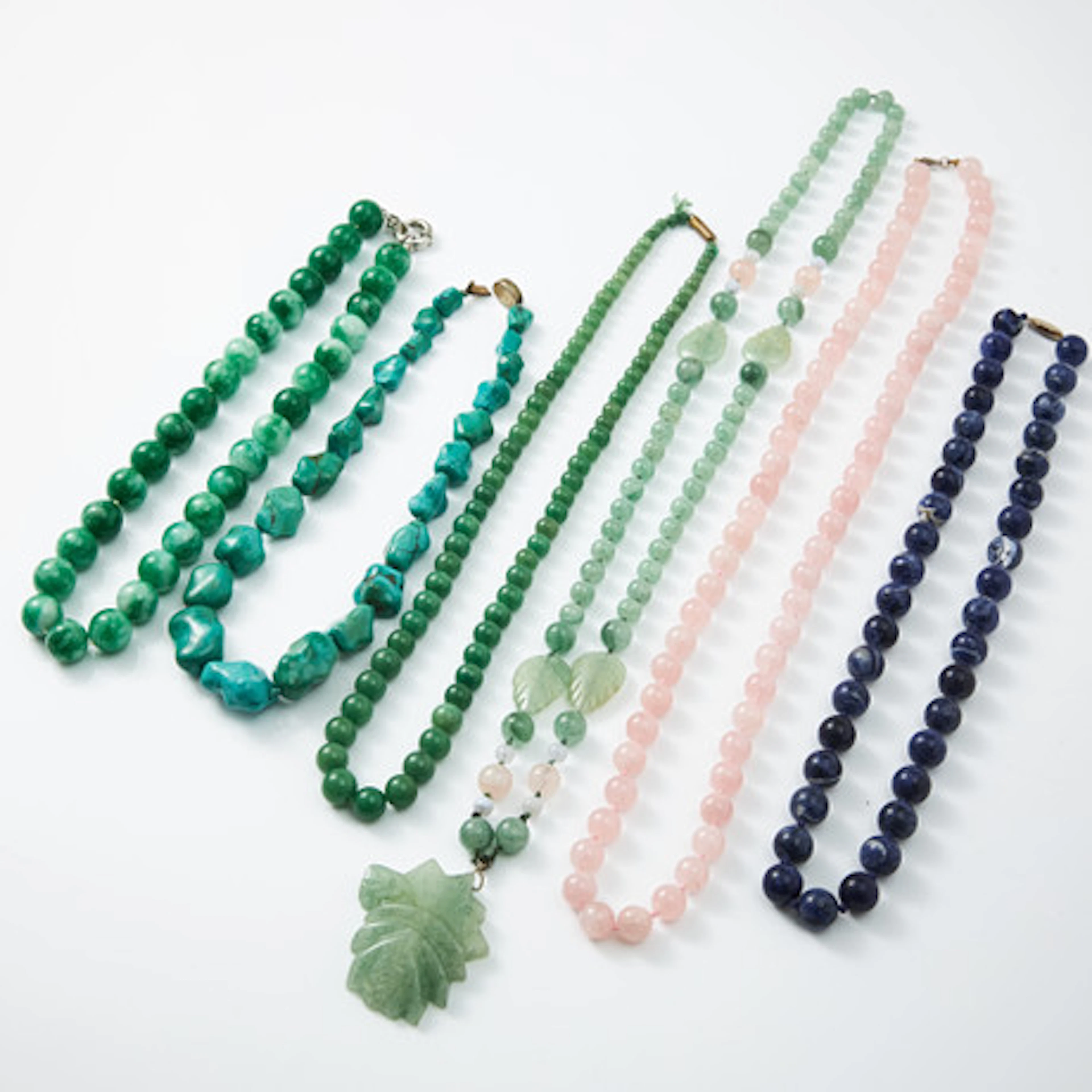 COLLIER, 6 st., bl a med aventuriner, turk…