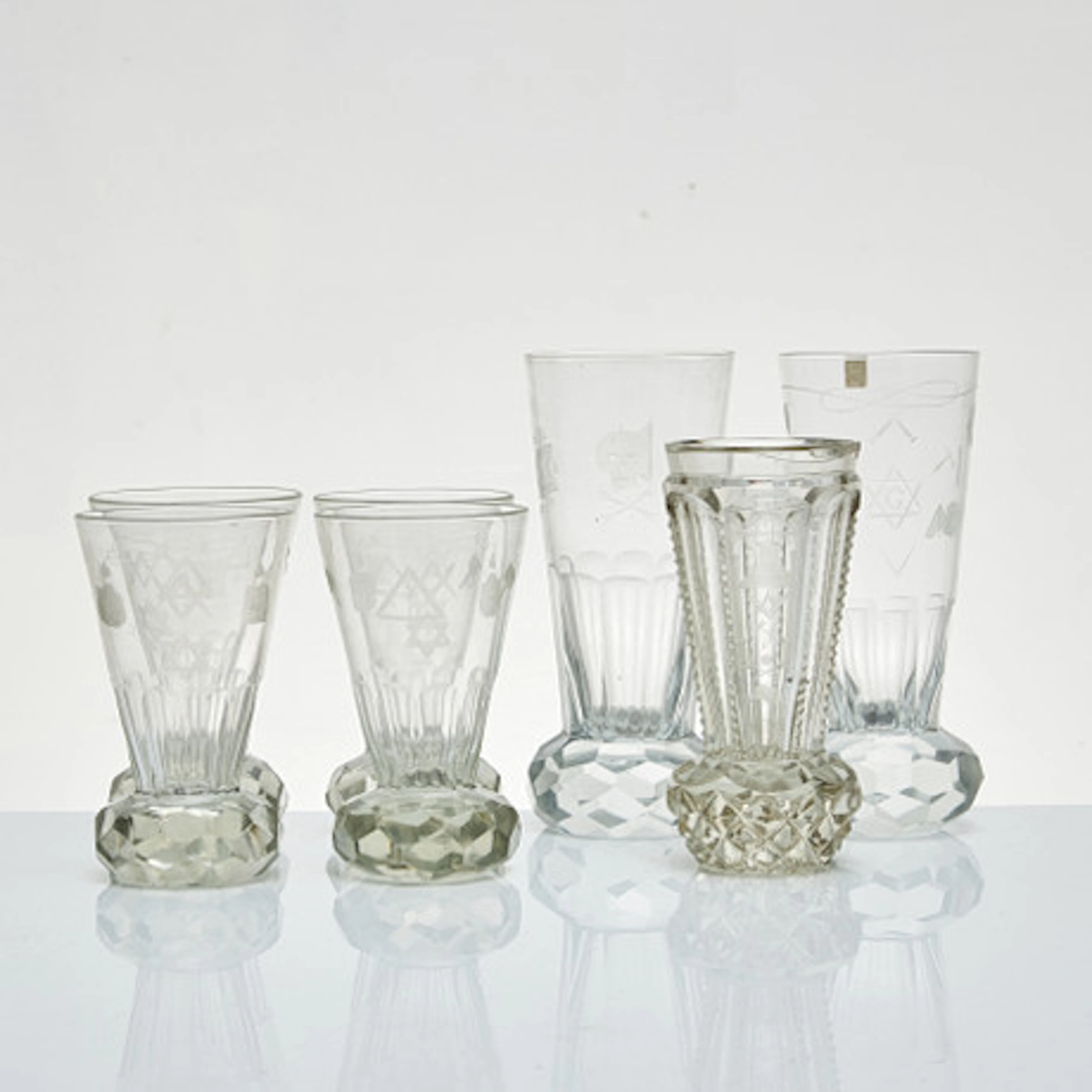 FRIMURARGLAS, 7 st., 1900-tal, fasettslipa…
