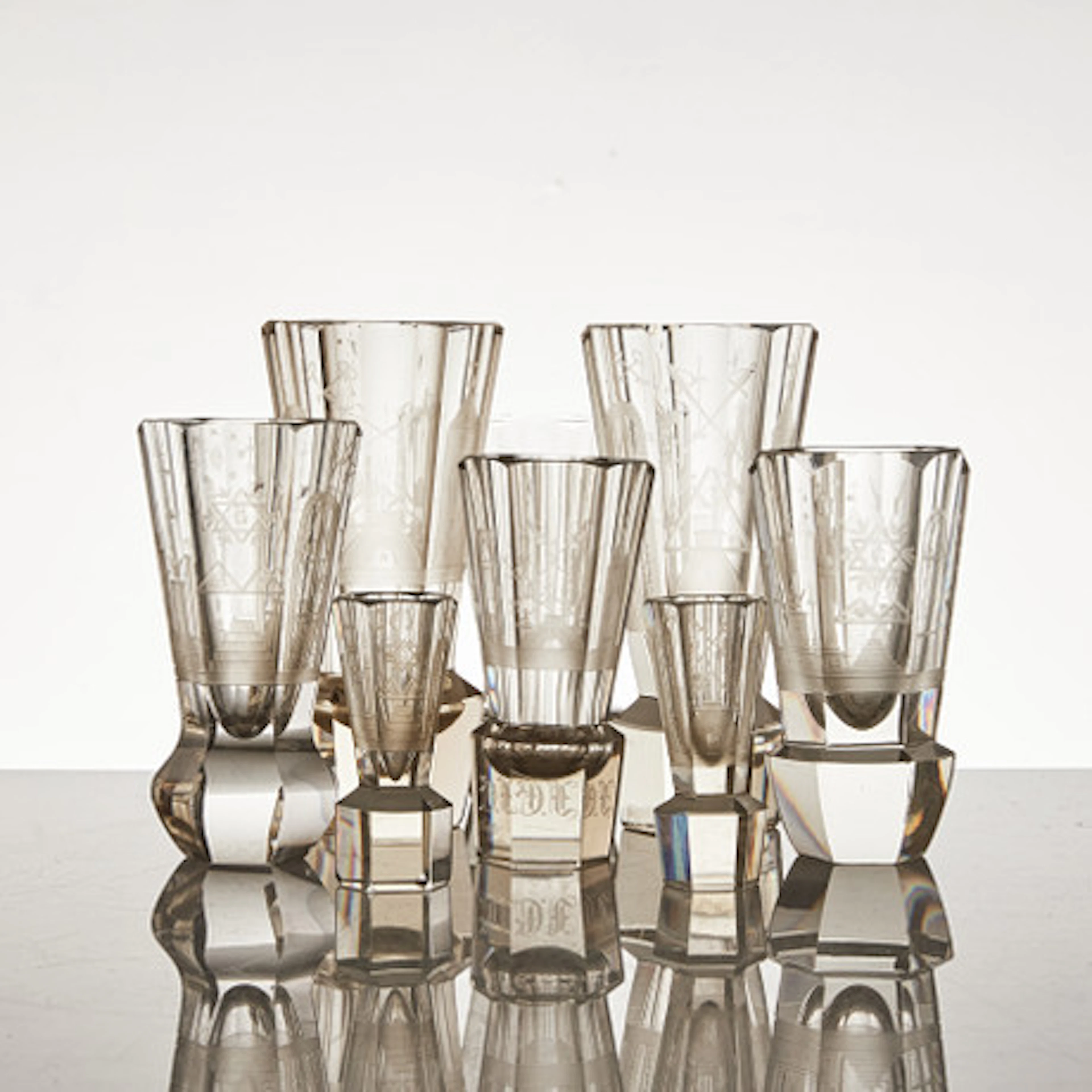 FRIMURARGLAS, 8 st., 1900-tal, fasettslipa…