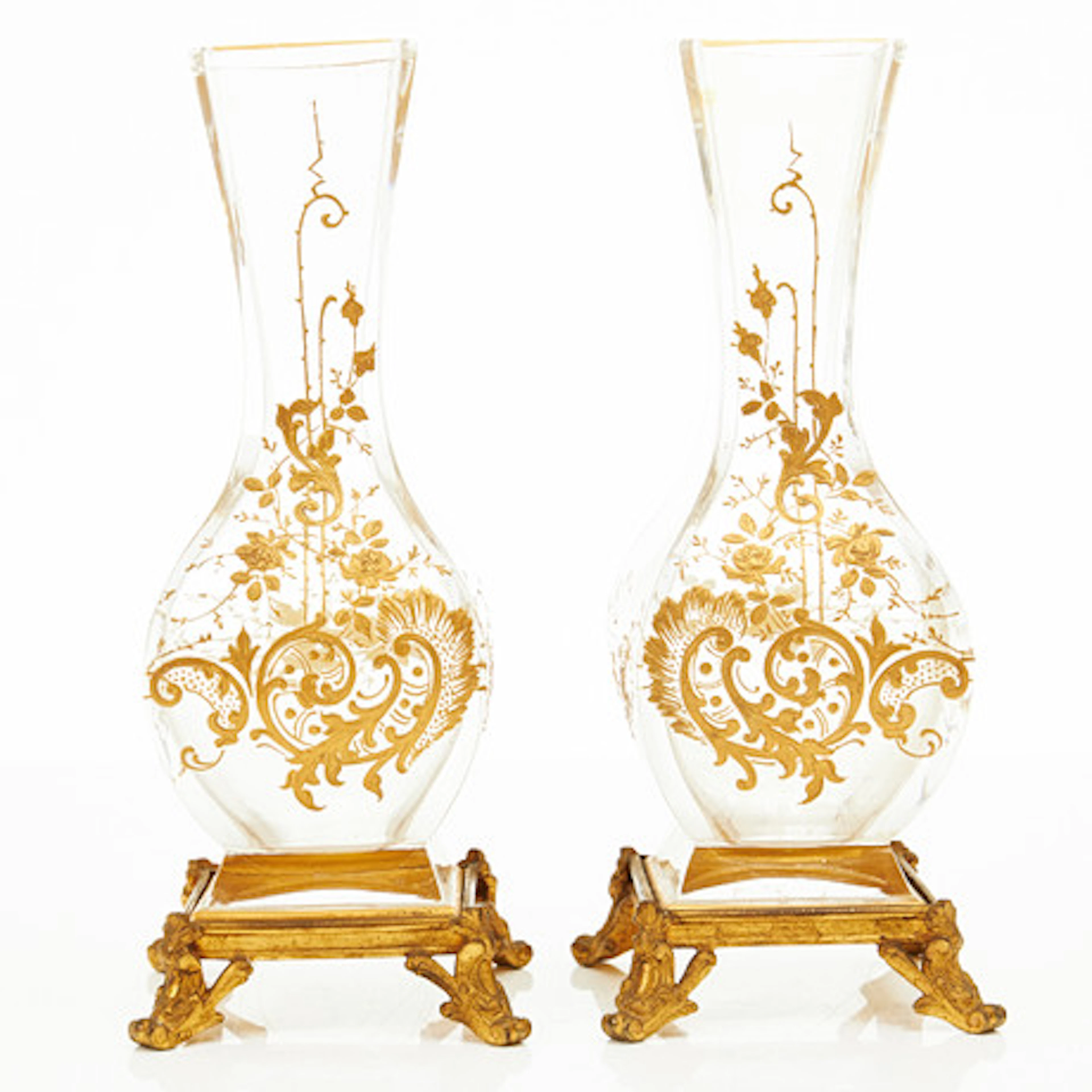 VASER, 1 par, Baccarat, 1800-tal, glas med…