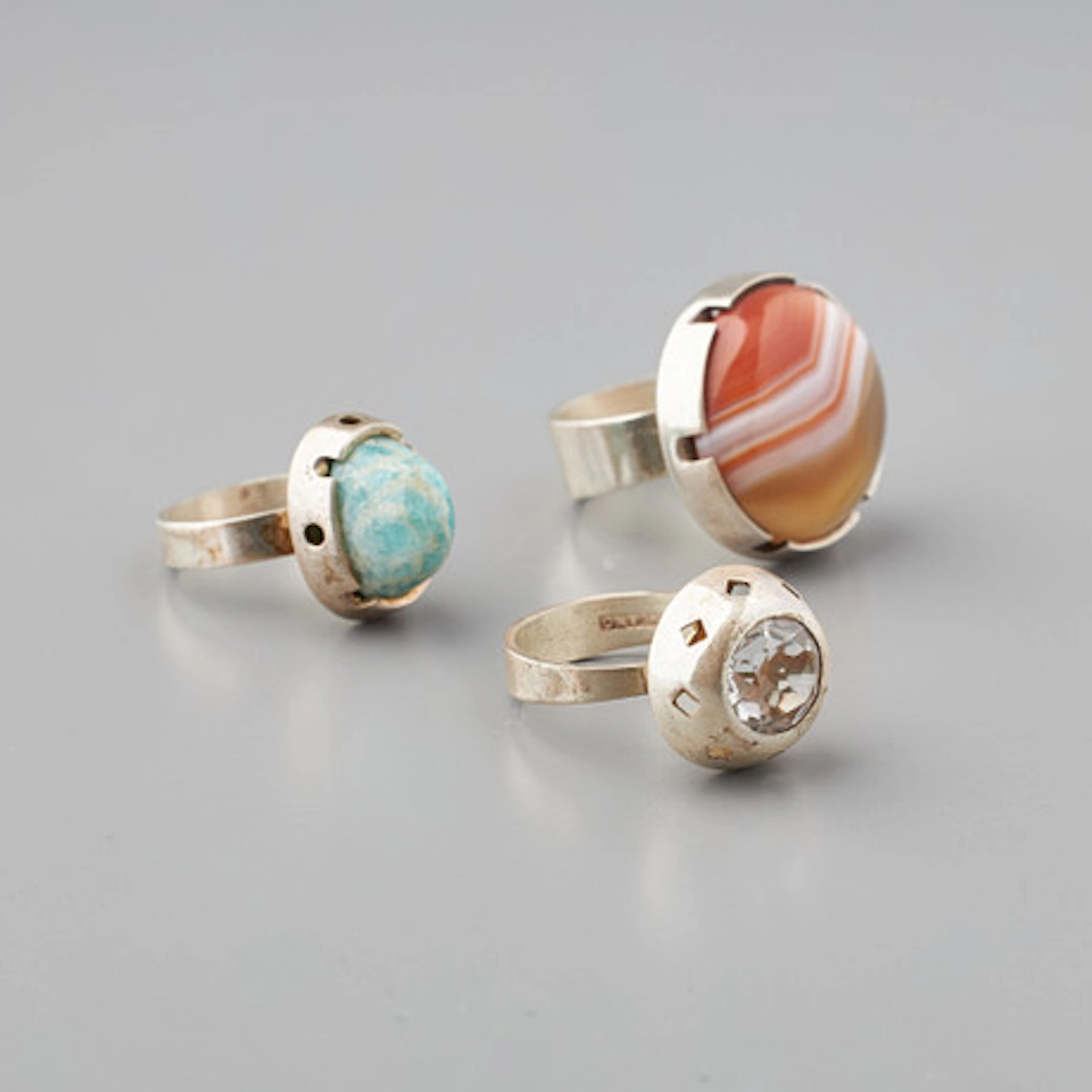 RINGAR, 3 st, silver, agat, amazonit, synt…