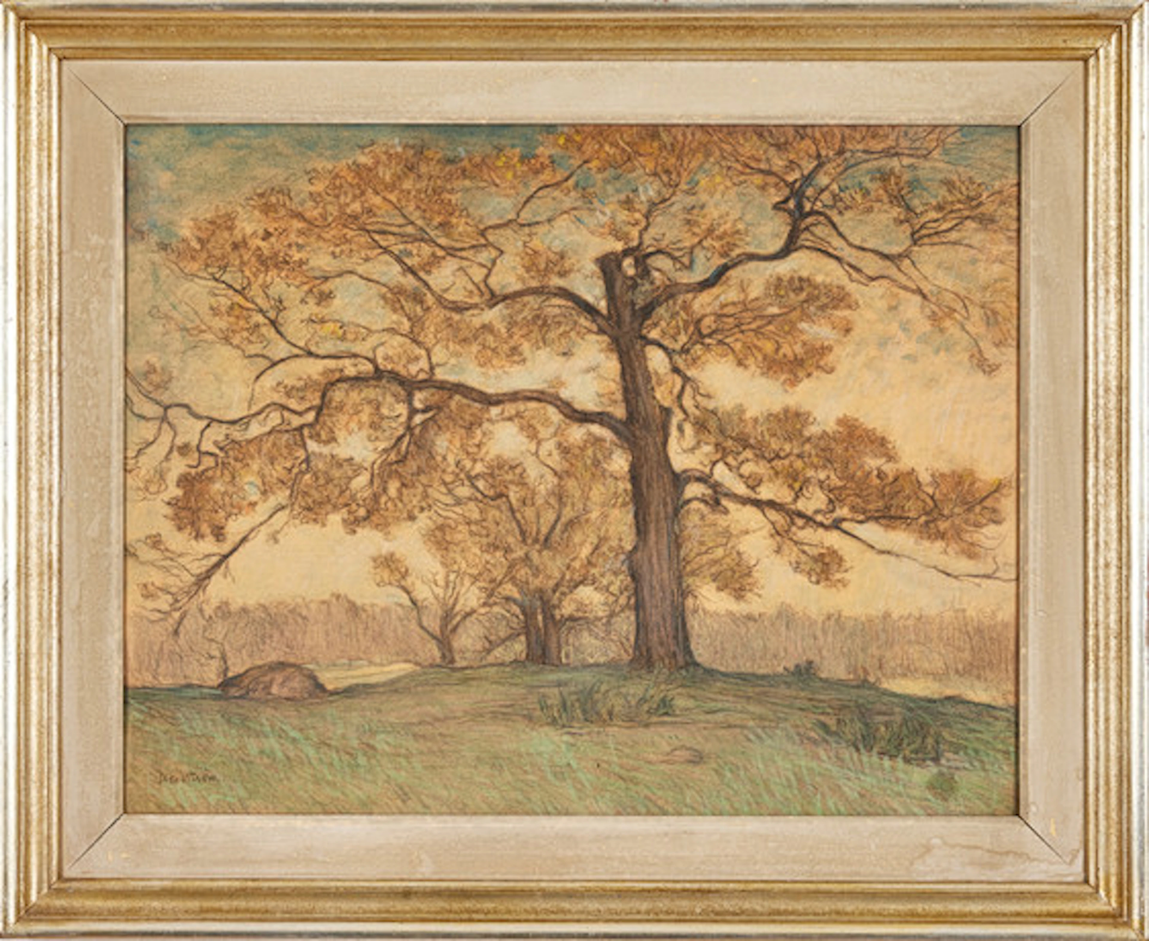 KARL NORDSTRÖM. "Ek, Brunnsviken", pastell…