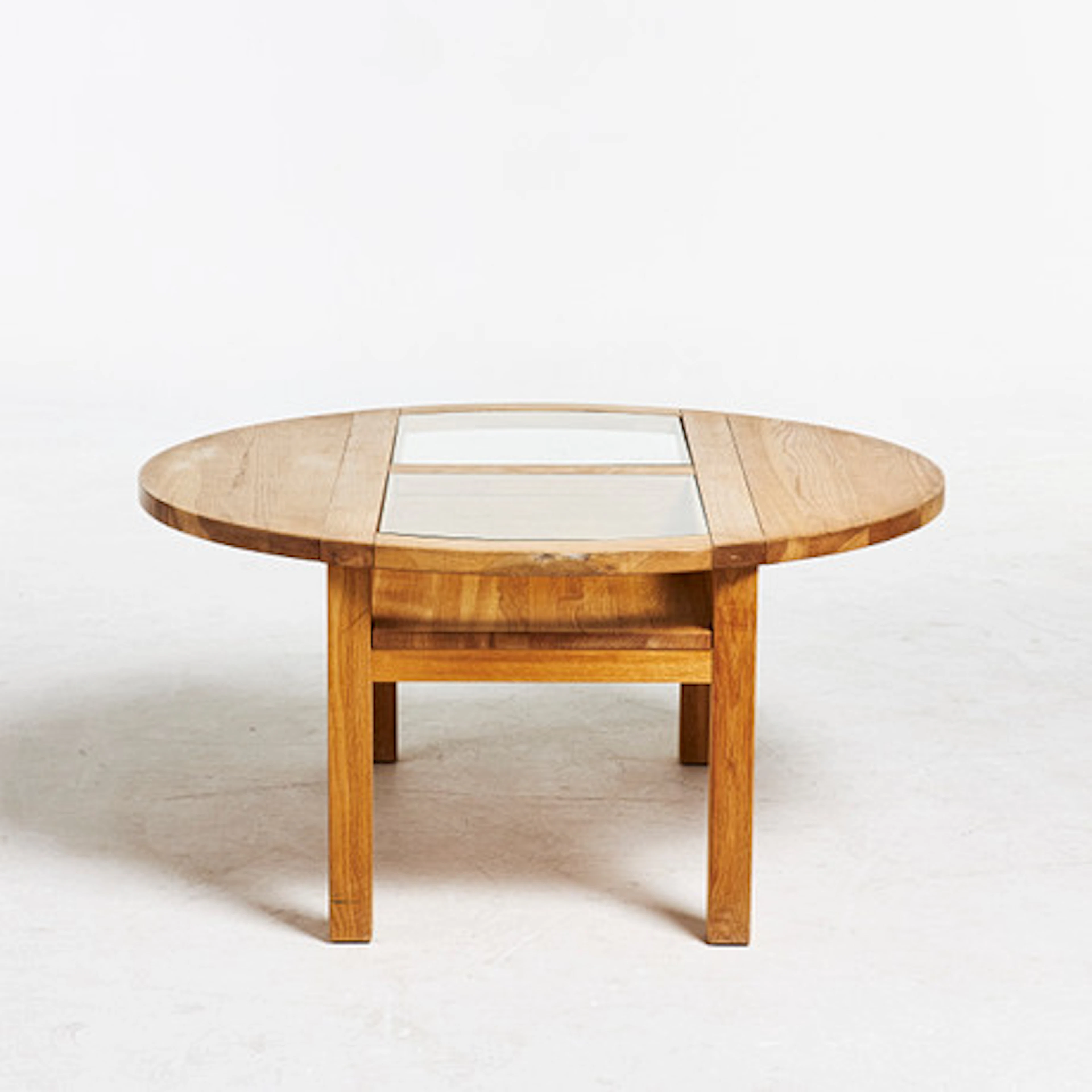 SOFFBORD, Hans K, massiv ek och glas, unde…