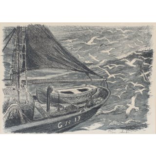 ROLAND SVENSSON. Segelfartyg, färglitografi, signerad och numrerad 190/300.