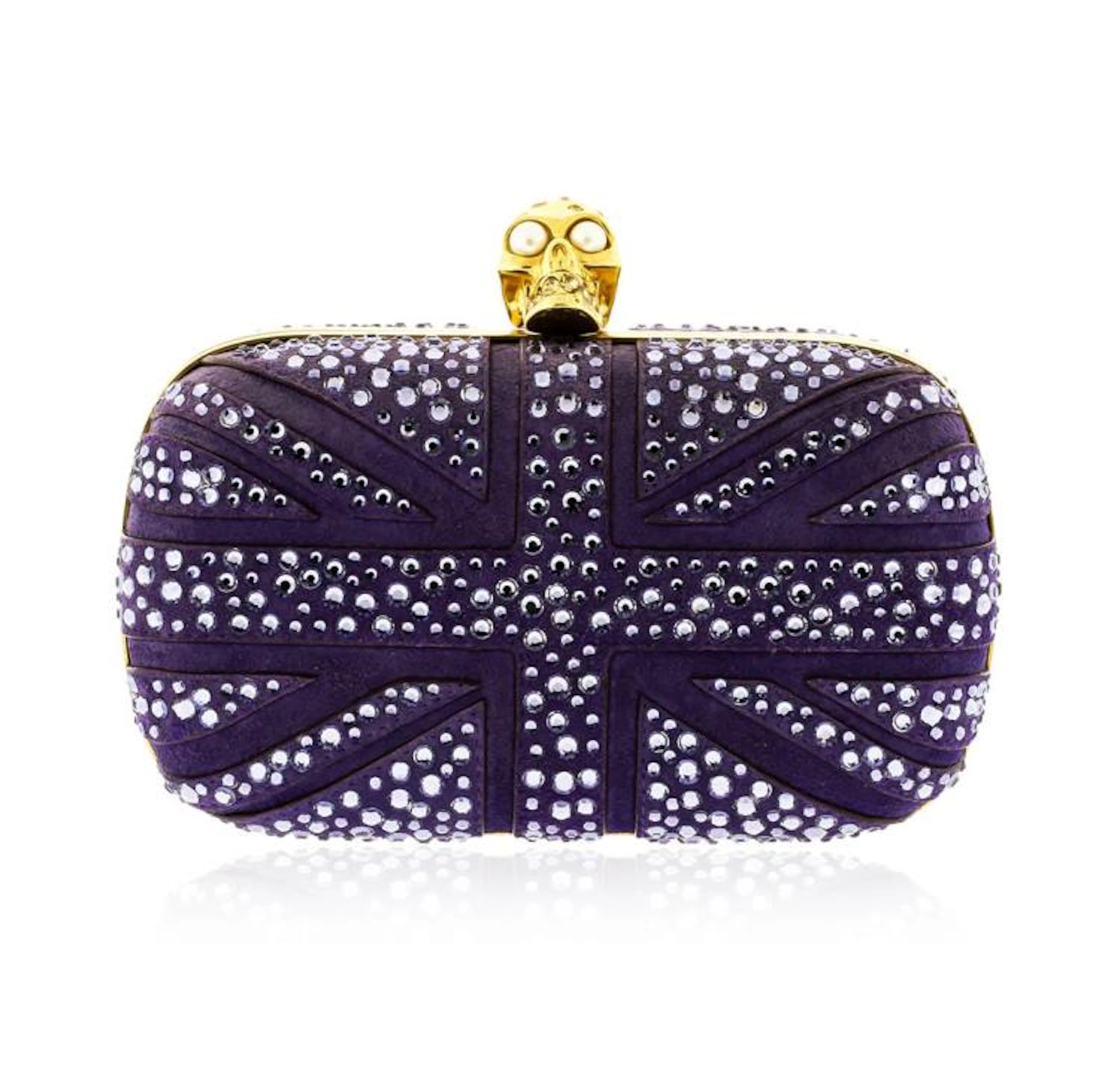 Alexander McQueen Purple Suede Jewel Embroidered Clutch