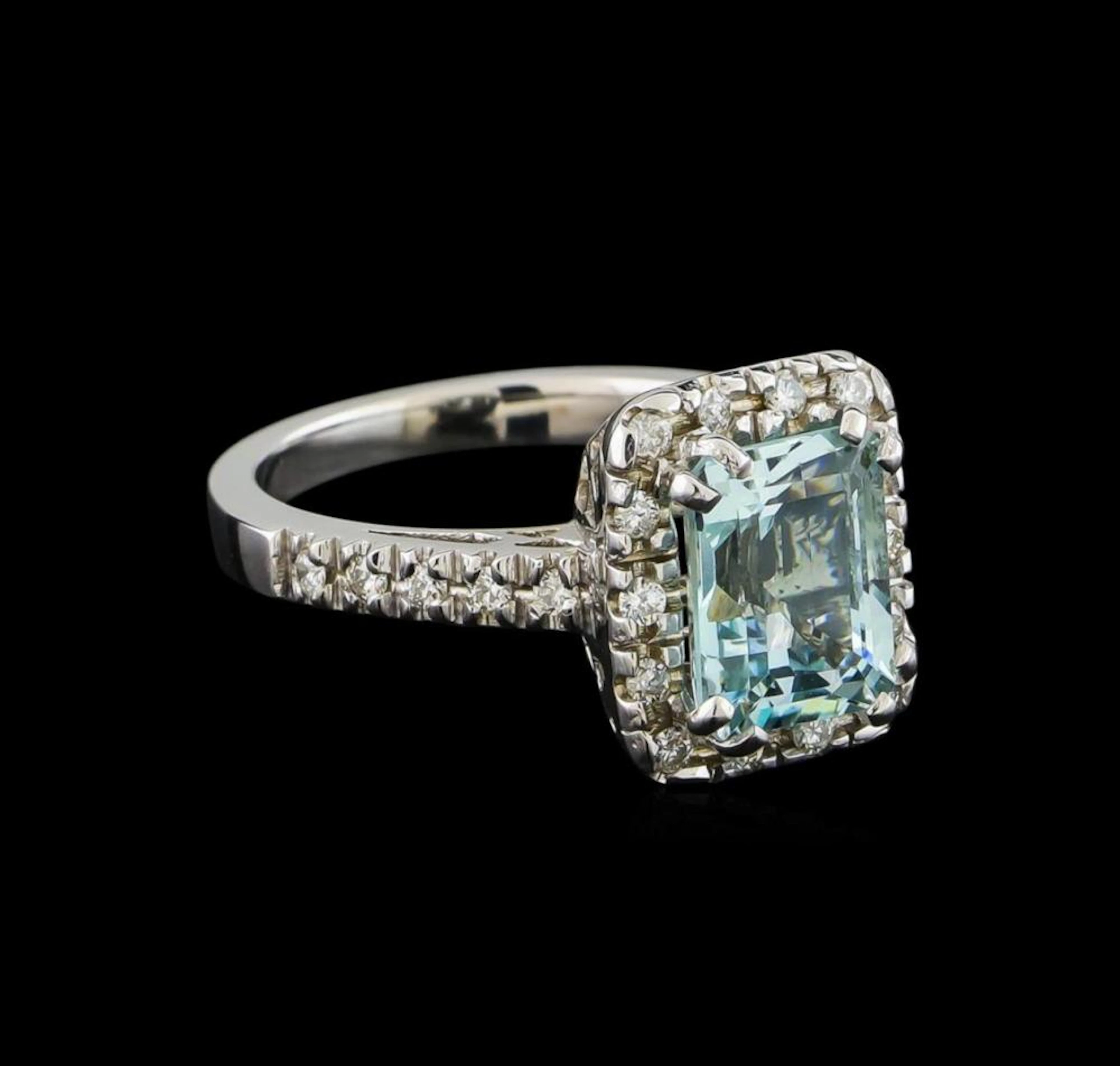 2.32 ctw Aquamarine and Diamond Ring - 14KT White Gold