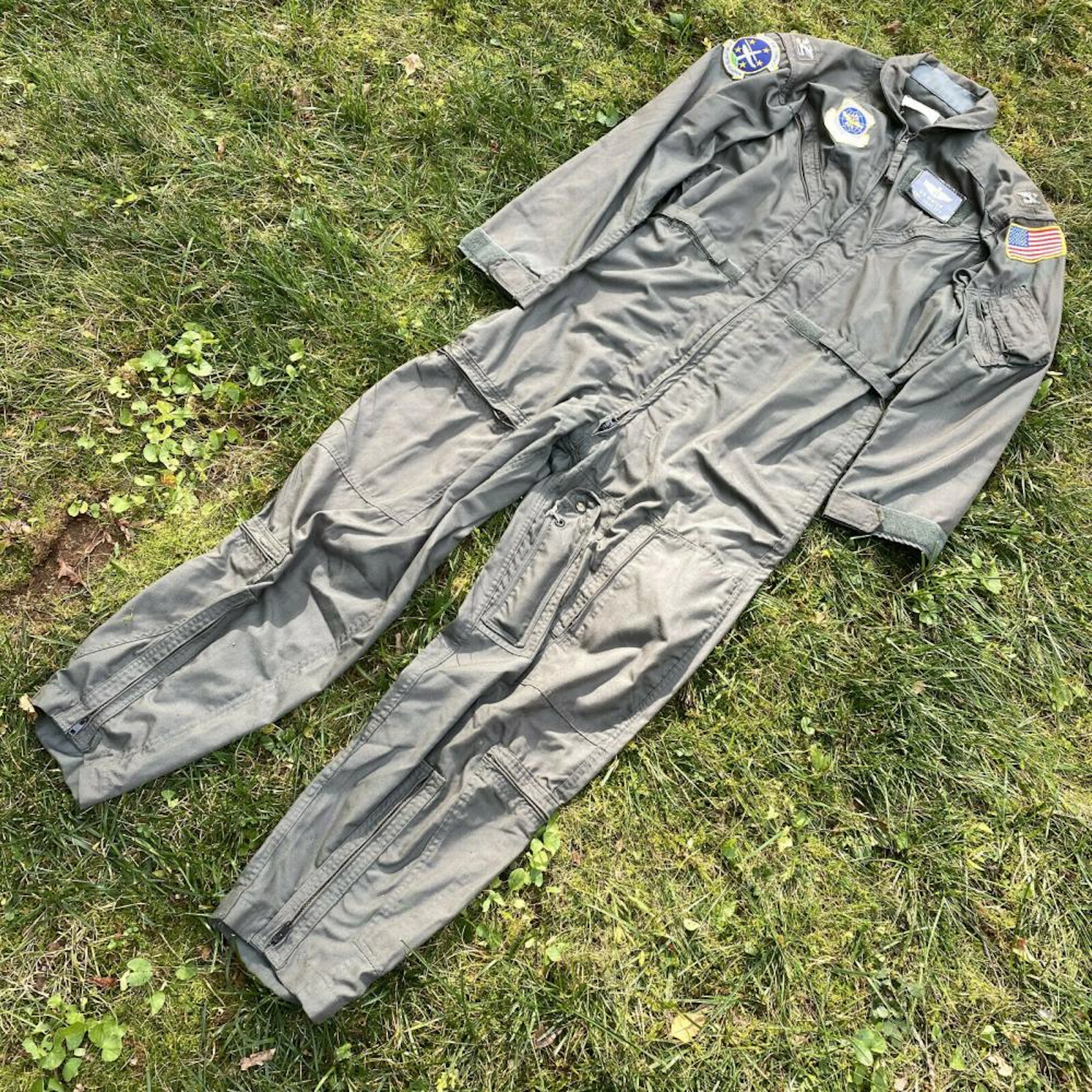 Vintage Military Flight Suit Sage Green CWU-27/P 42L OS Winter Lt. Colonel USAF