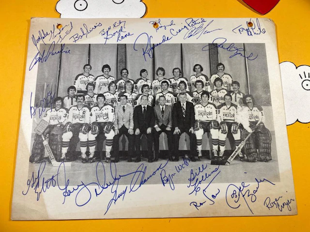 Vintage Capitals Team Autographed Signed Original Photo Hockey NHL