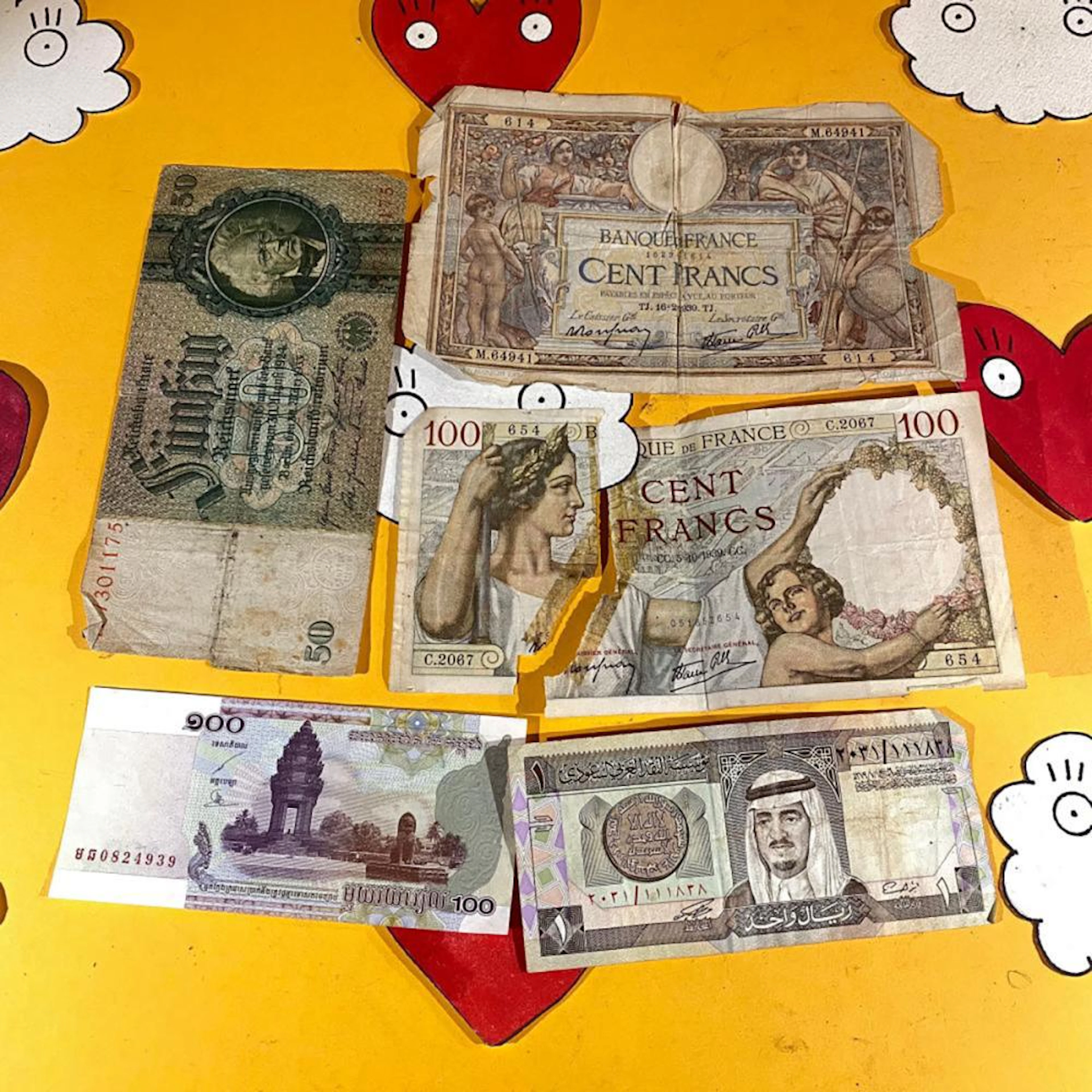 Vintage Antique Paper Money Lot French Colonies 100 Cent Saudi Arabia more