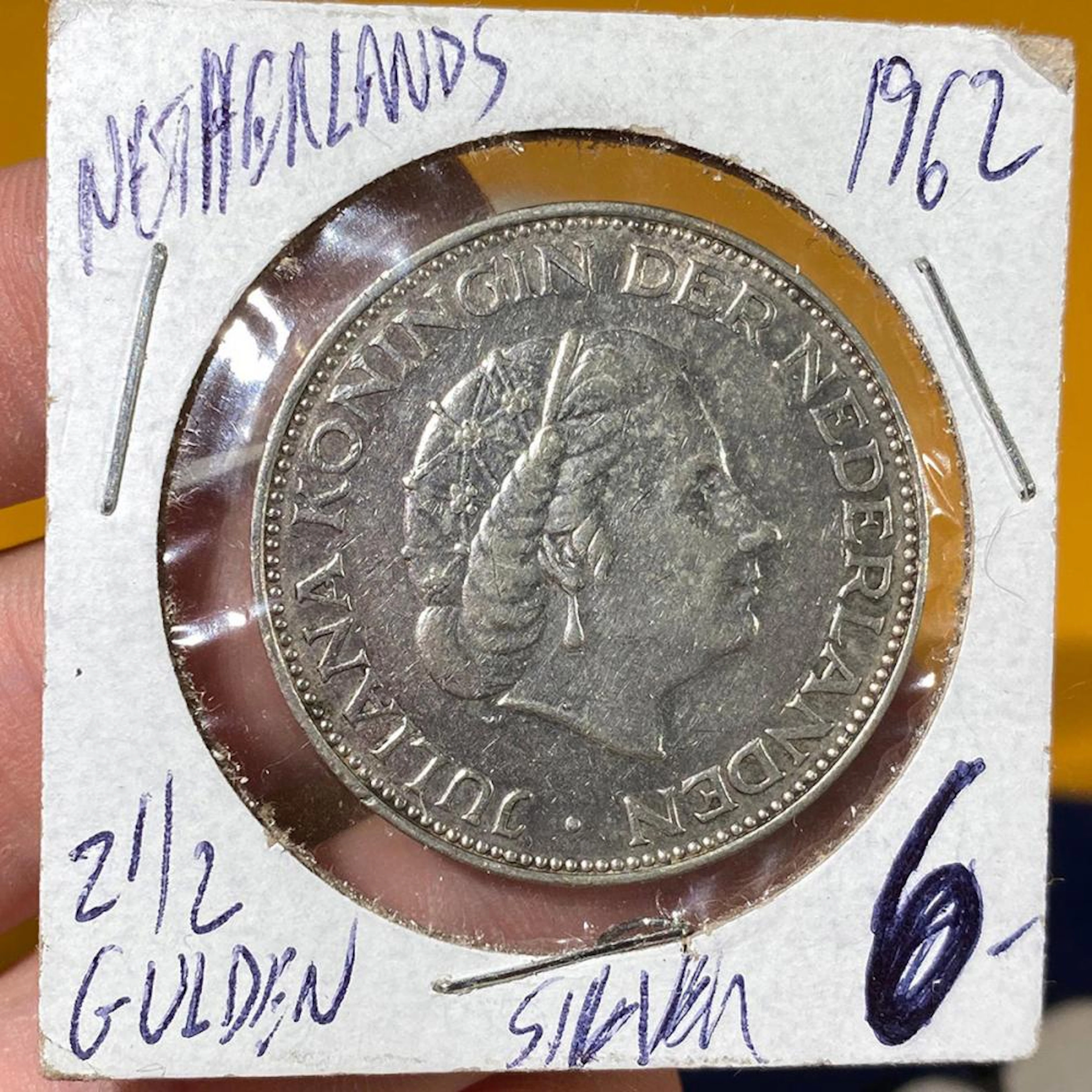 1962 Netherlands 2 1/2 Gulden Silver Coin km 185 Nice Coi