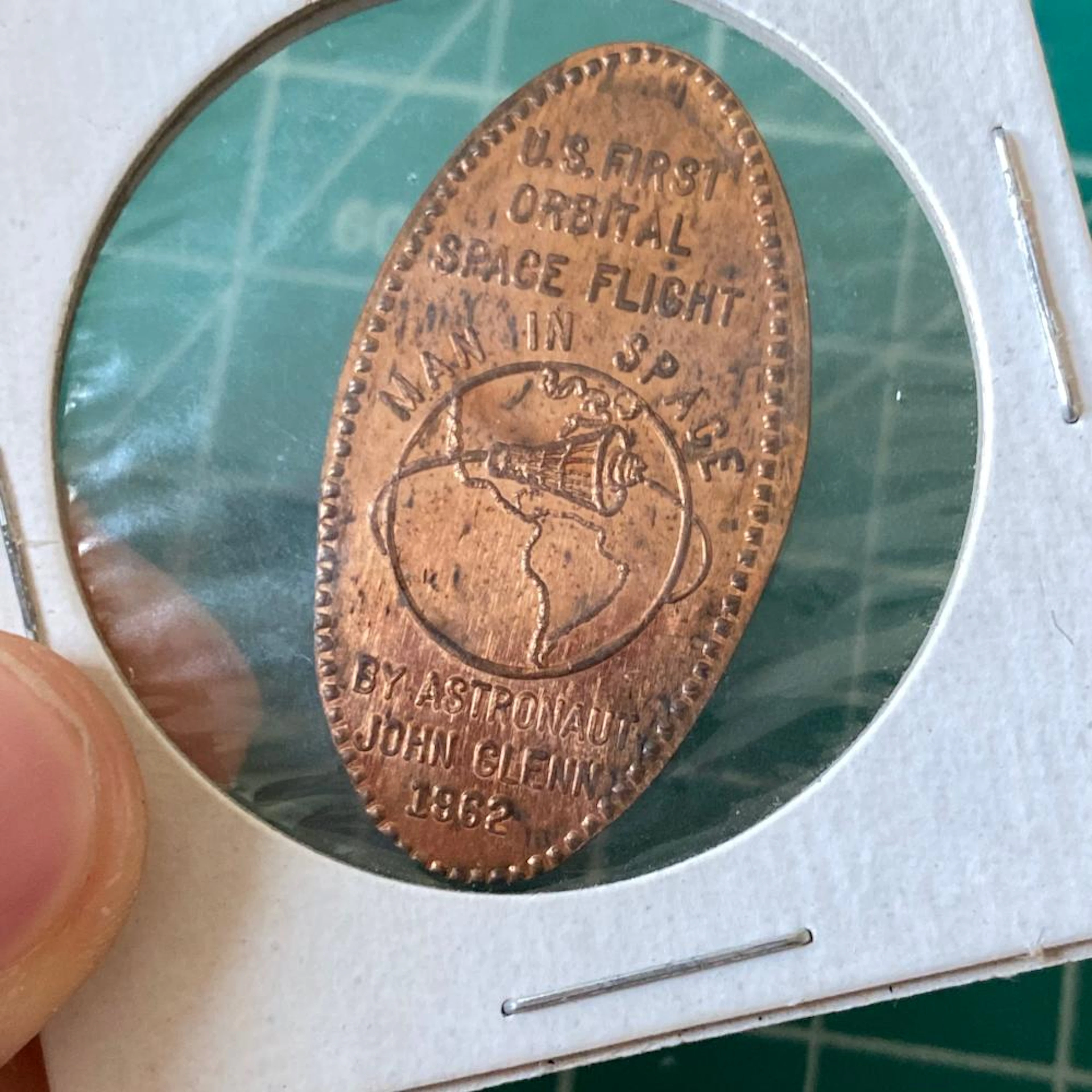 U.S.FIRST ORBITAL SPACE FLIGHT - JOHN GLENN 1962 ELONGATED PENNY
