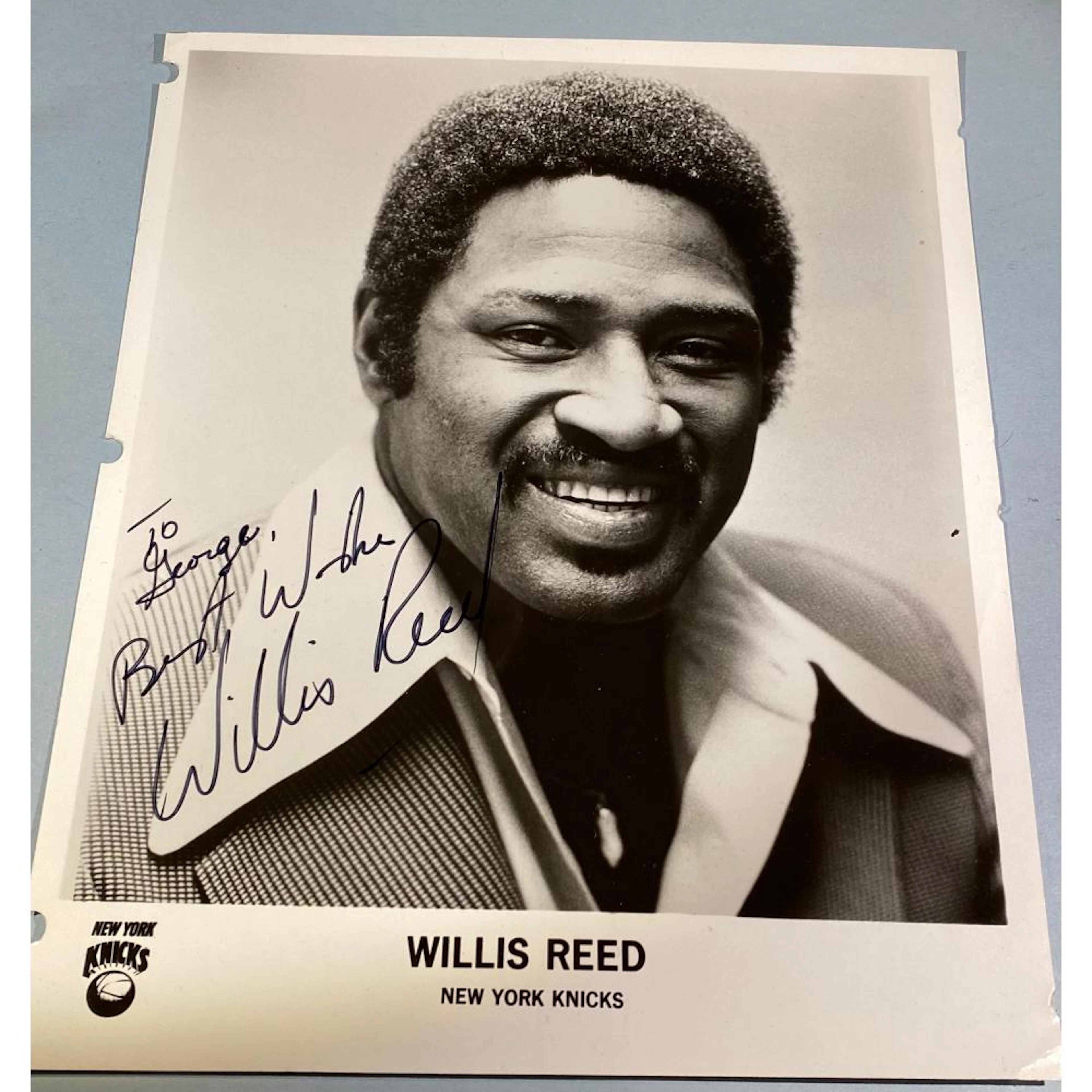 Vintage Willis Reed Basketball Autographed Photo New York Knicks LEGEND