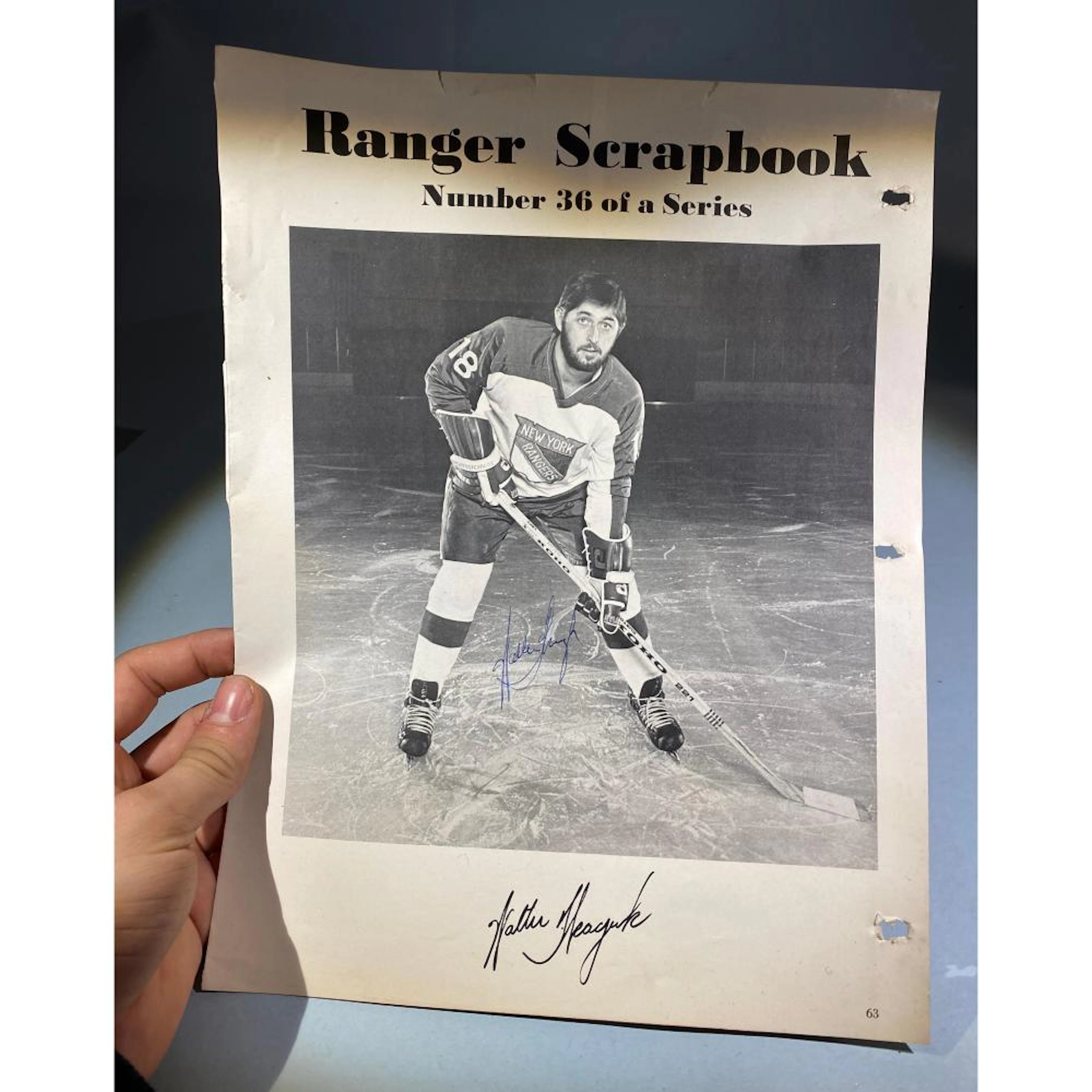 Vintage Walter Tkaczuk New York Rangers Hockey Autograph