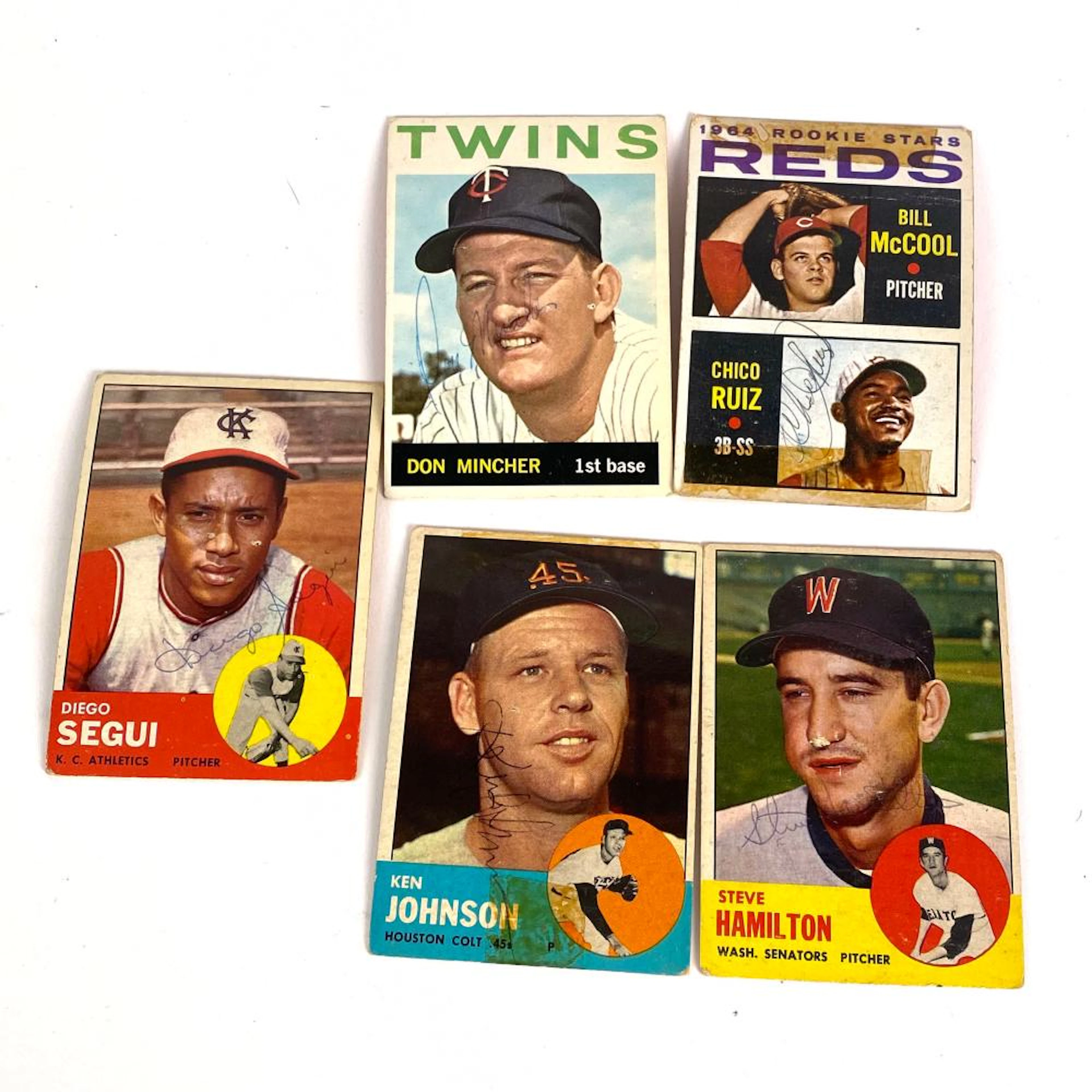 1960s Signed Baseball Card Lot Chico Ruiz Don Mincher Ken...