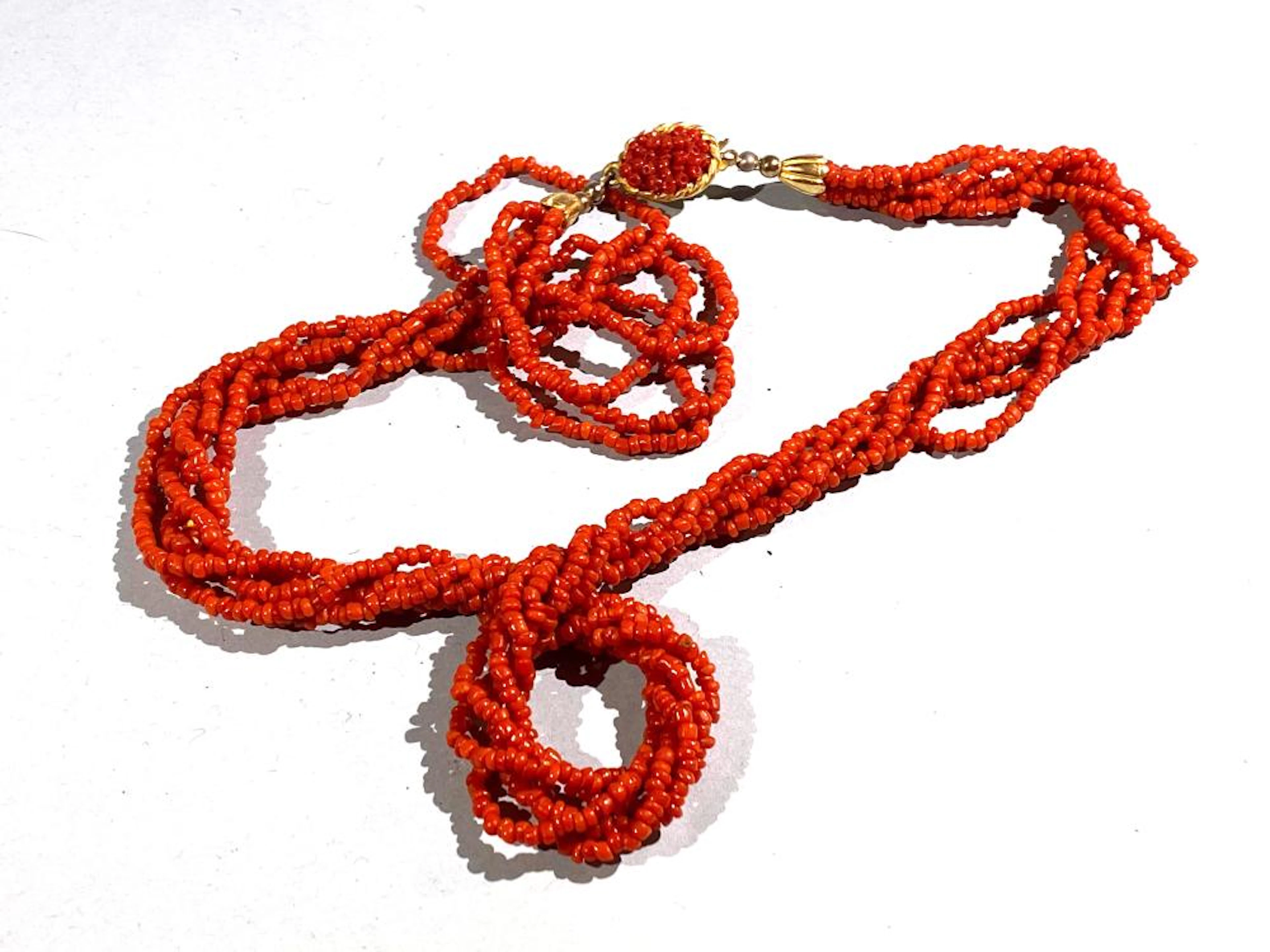 Vintage 5 Red strand bead necklace