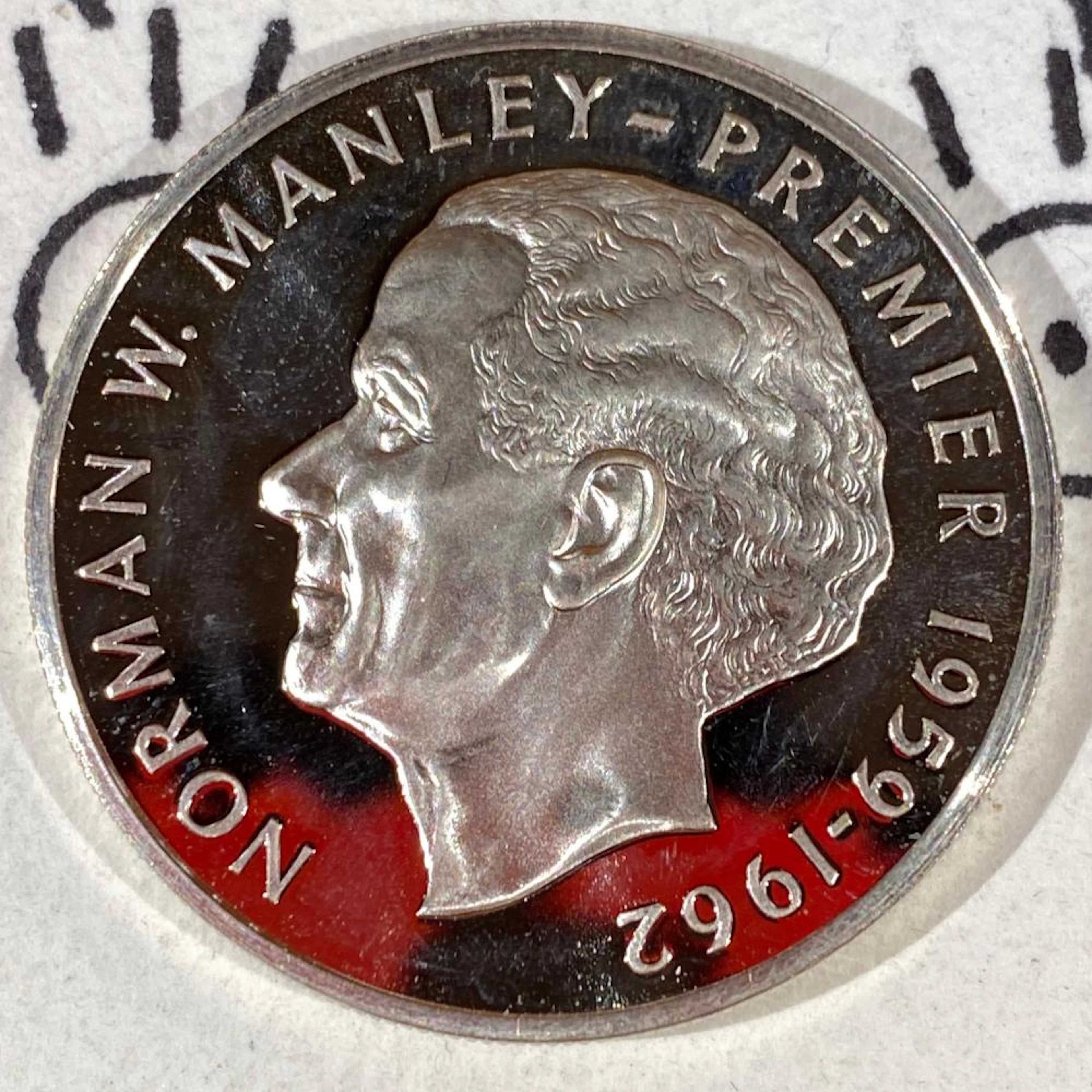 1974 Jamaica 5 Dollars Large Proof Silver Coin Low Mintage