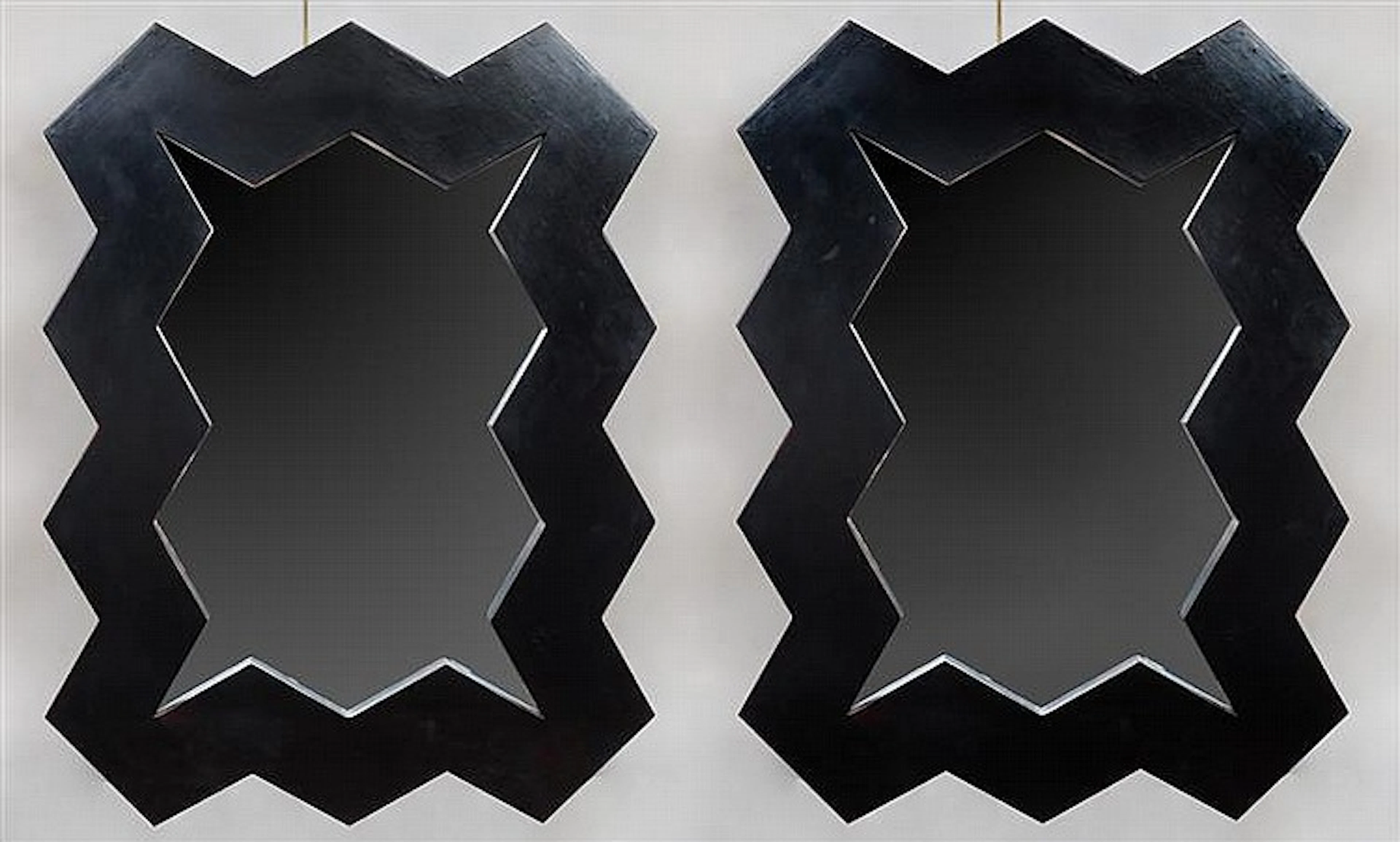 PAIR OF MODERN EBONIZED "ZIG ZAG" MIRRORS