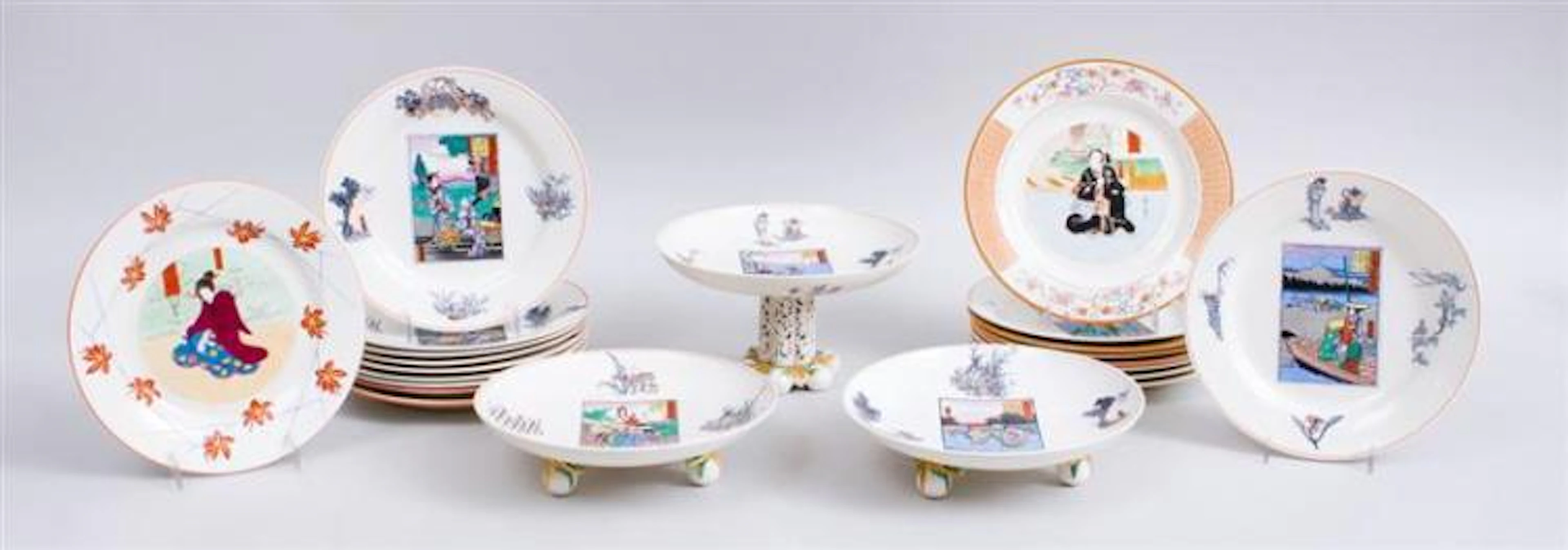 SET OF TWELVE WEDGWOOD PORCELAIN JAPONAISE TRANSFER...