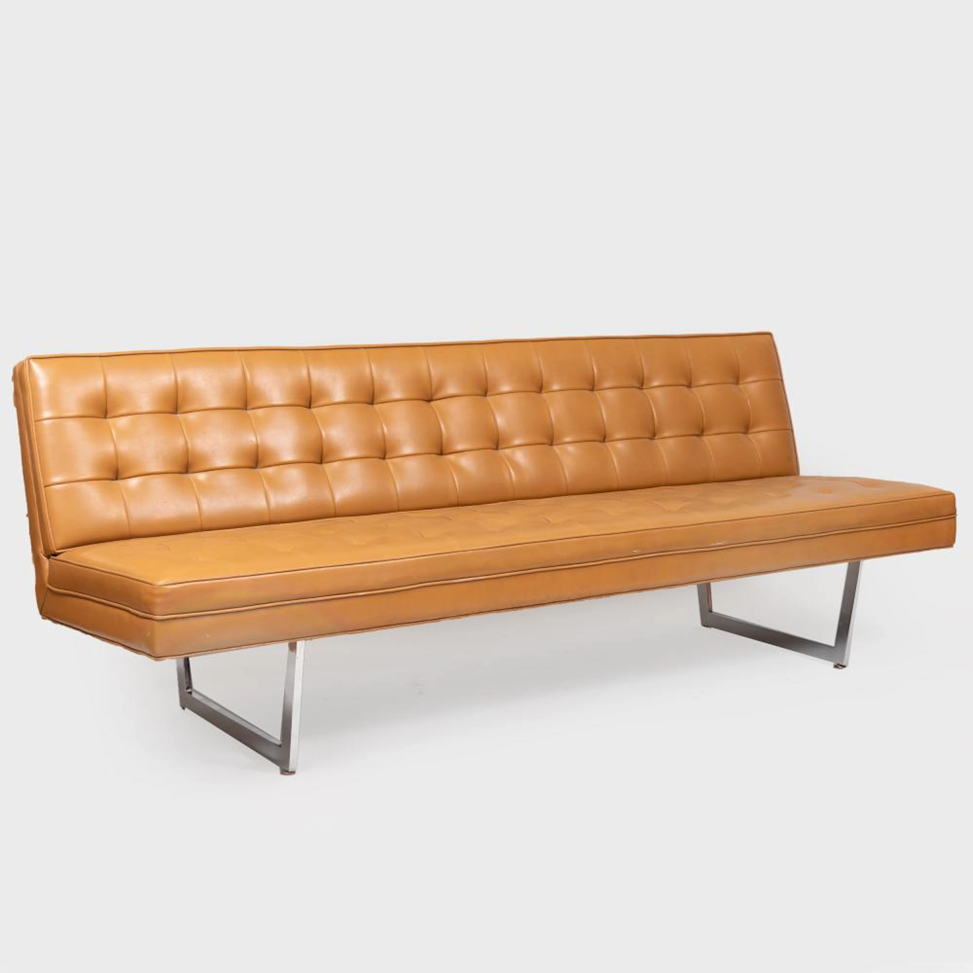 Patrician Barcelona Style Chrome and Vinyl Sofa
