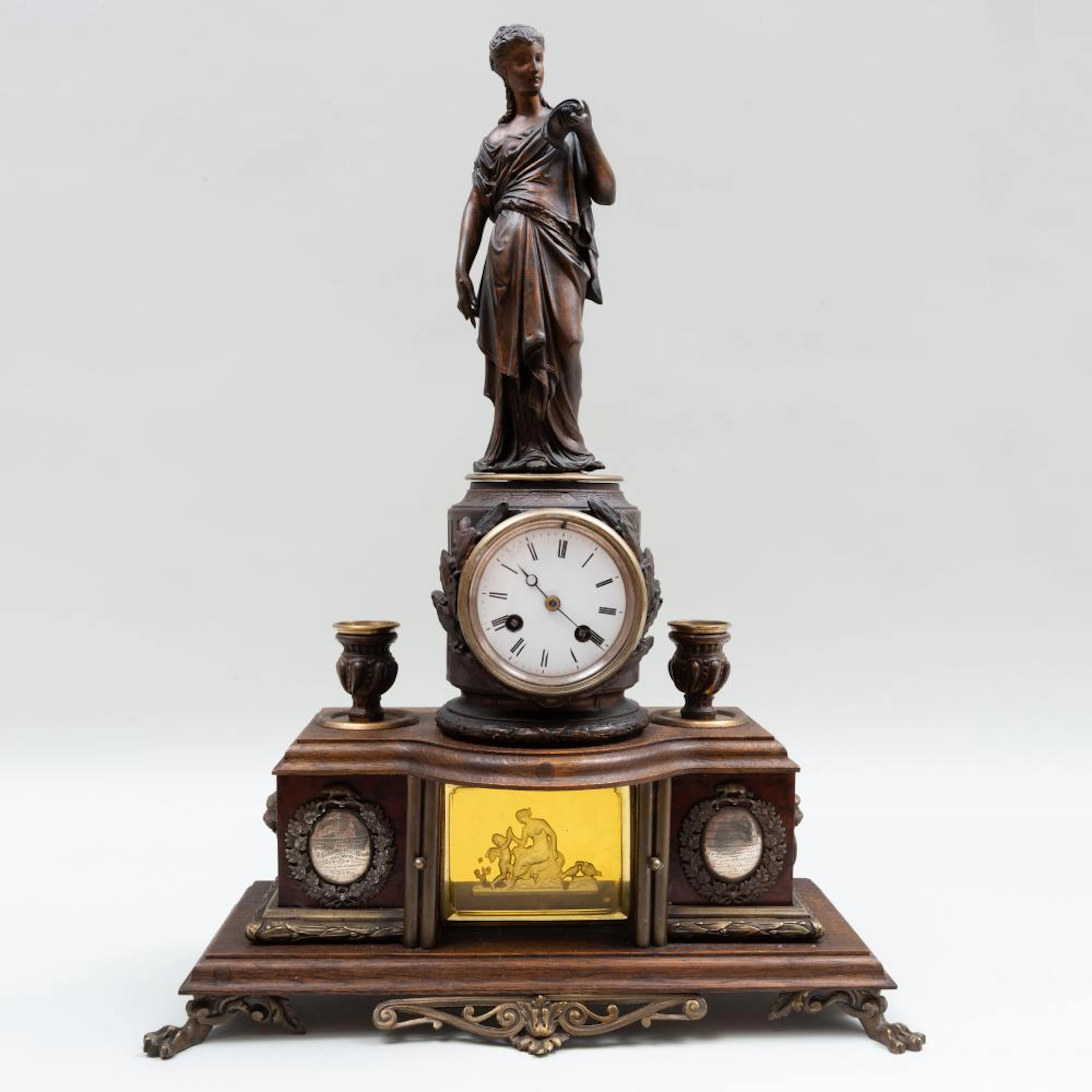 Renaissance Revival Bronze Commemorative Mantel Clock for...