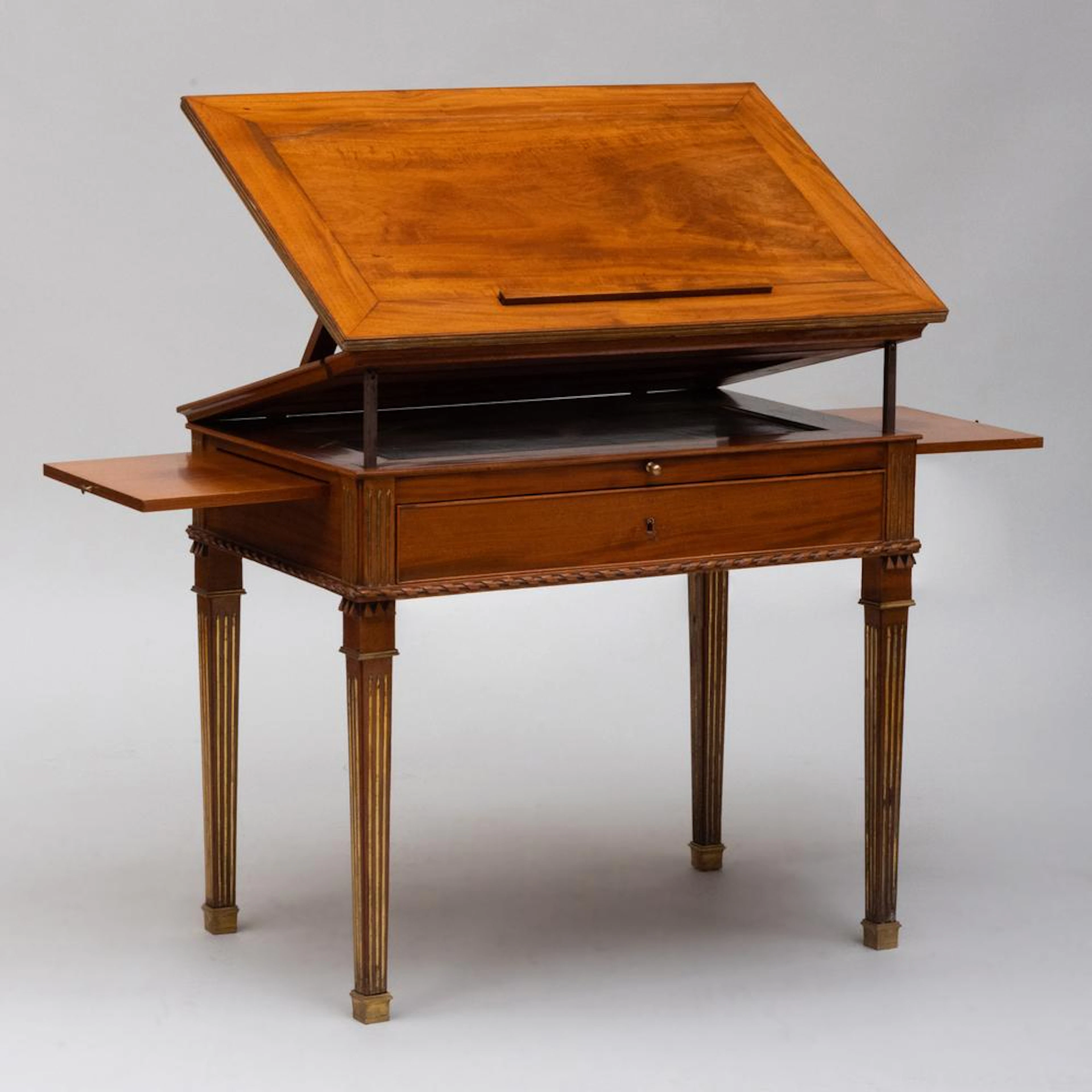 Rare Russian Brass-Mounted Mahogany Architects Table