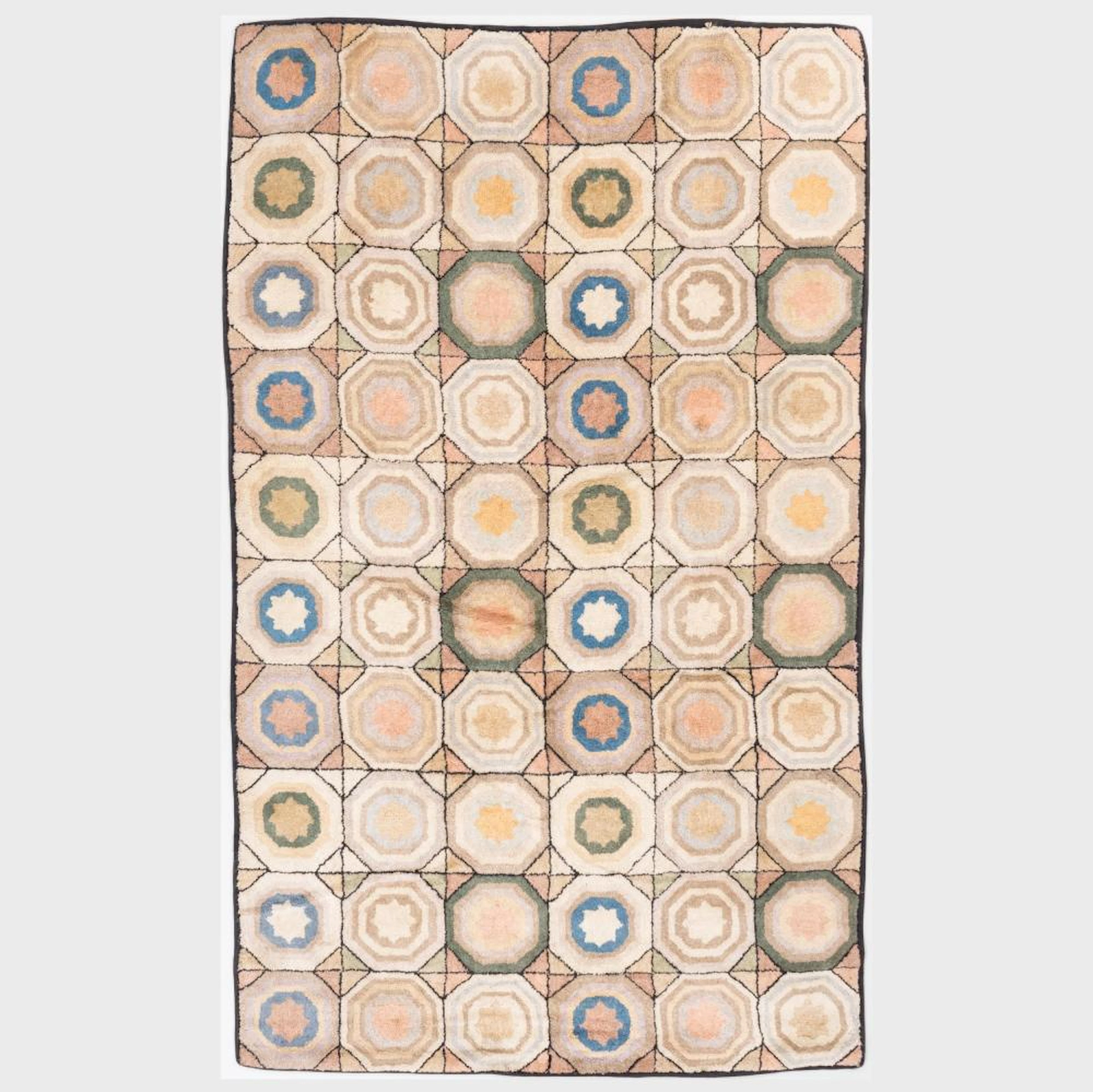 American Geometric Hooked Rug